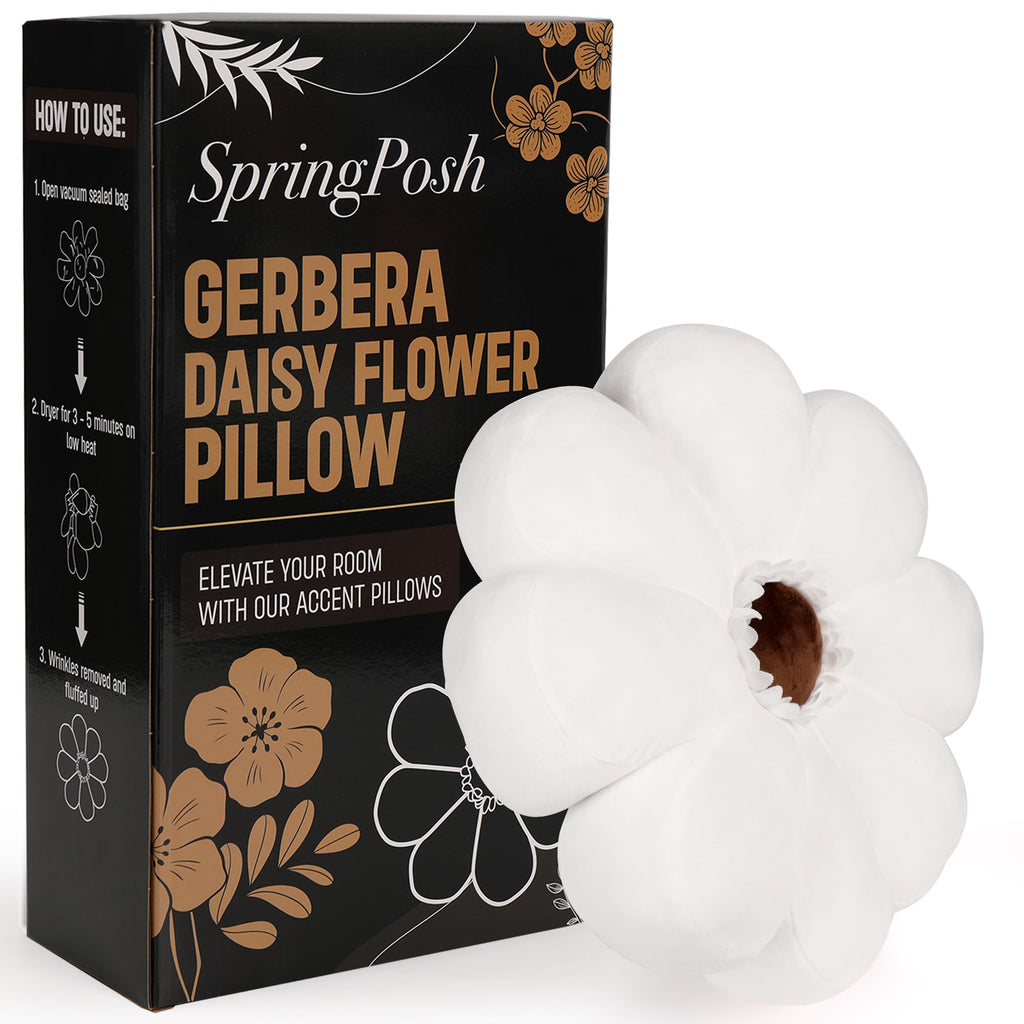 Gerbera Daisy Cute Preppy Flower 17-inch Pillow, Ultra Soft Hand-Stitched Premium Plush Fabric, Decorative Accent Throw Pillow, (Sunset Pink)