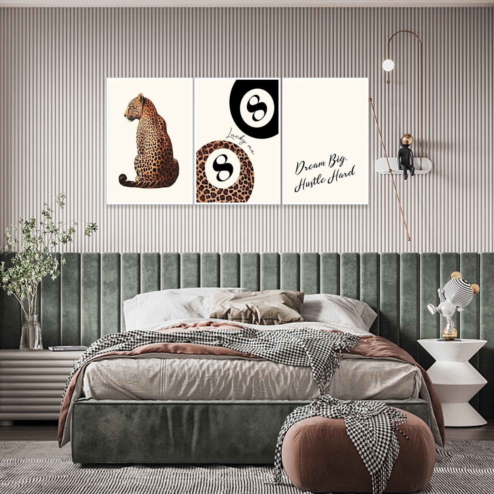 Pink Set of 3 Leopard Wall Art Prints Trendy Girly Cheetah Print Poster for Home Decor 16X24 in Unframed