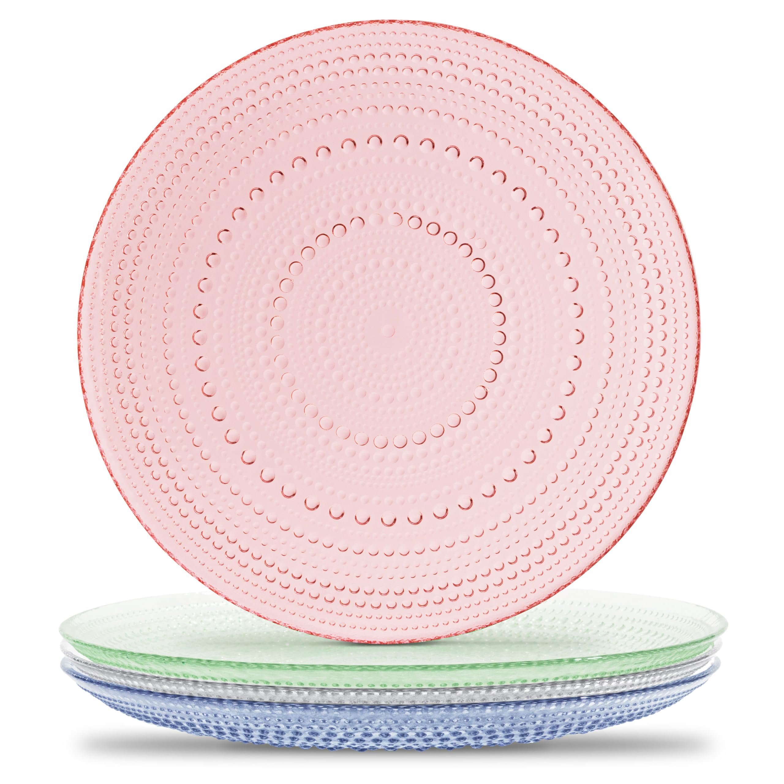 Vintage Glass Plates Set of 4 Plates 10.5in