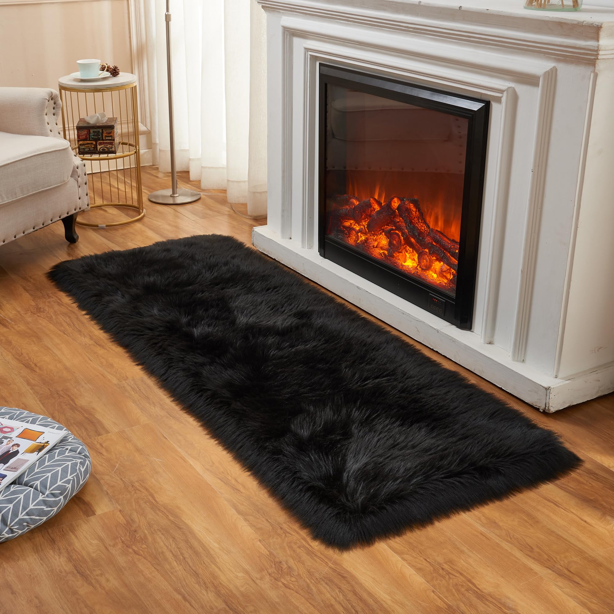 Ultra Soft Faux Fluffy/Fuzzy Shaggy Area Rug - Fur Chair Cover Seat Pad