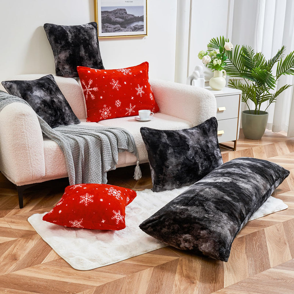 Faux Fur Pillow Cases Set of 2, Luxury Ultra Soft Fuzzy Pillowcases, Fluffy Plush Velvet Pillow Covers with Zipper, Cozy Warmth and No Shedding