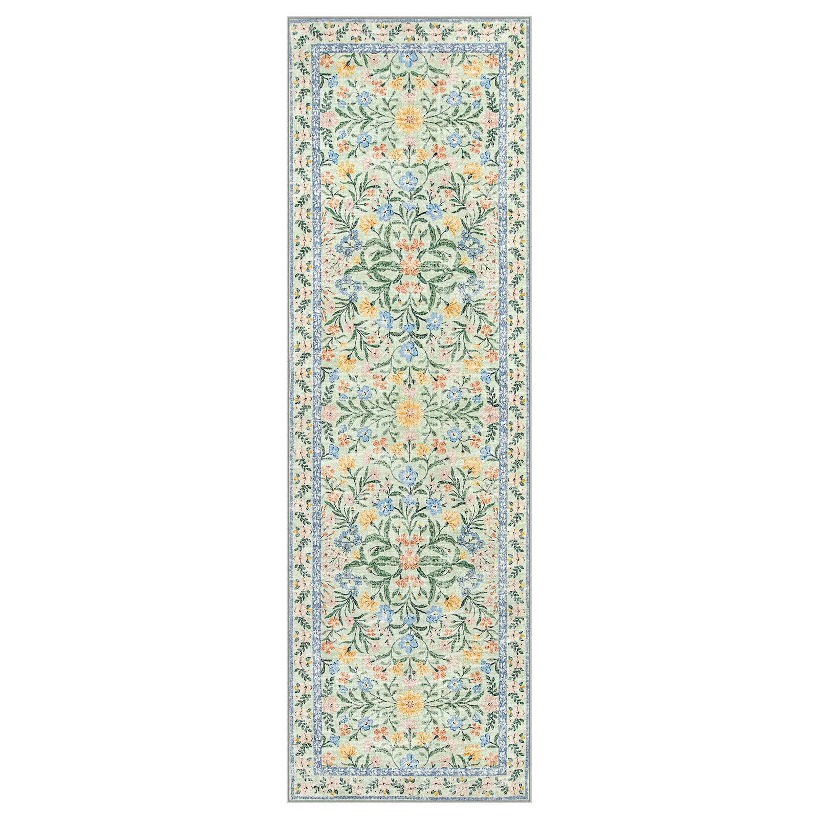 Machine Washable Boho Soft Floral Carpet Non Slip, Indoor Ultra-Thin Floor Carpet for Kid Room Living Room Dorm