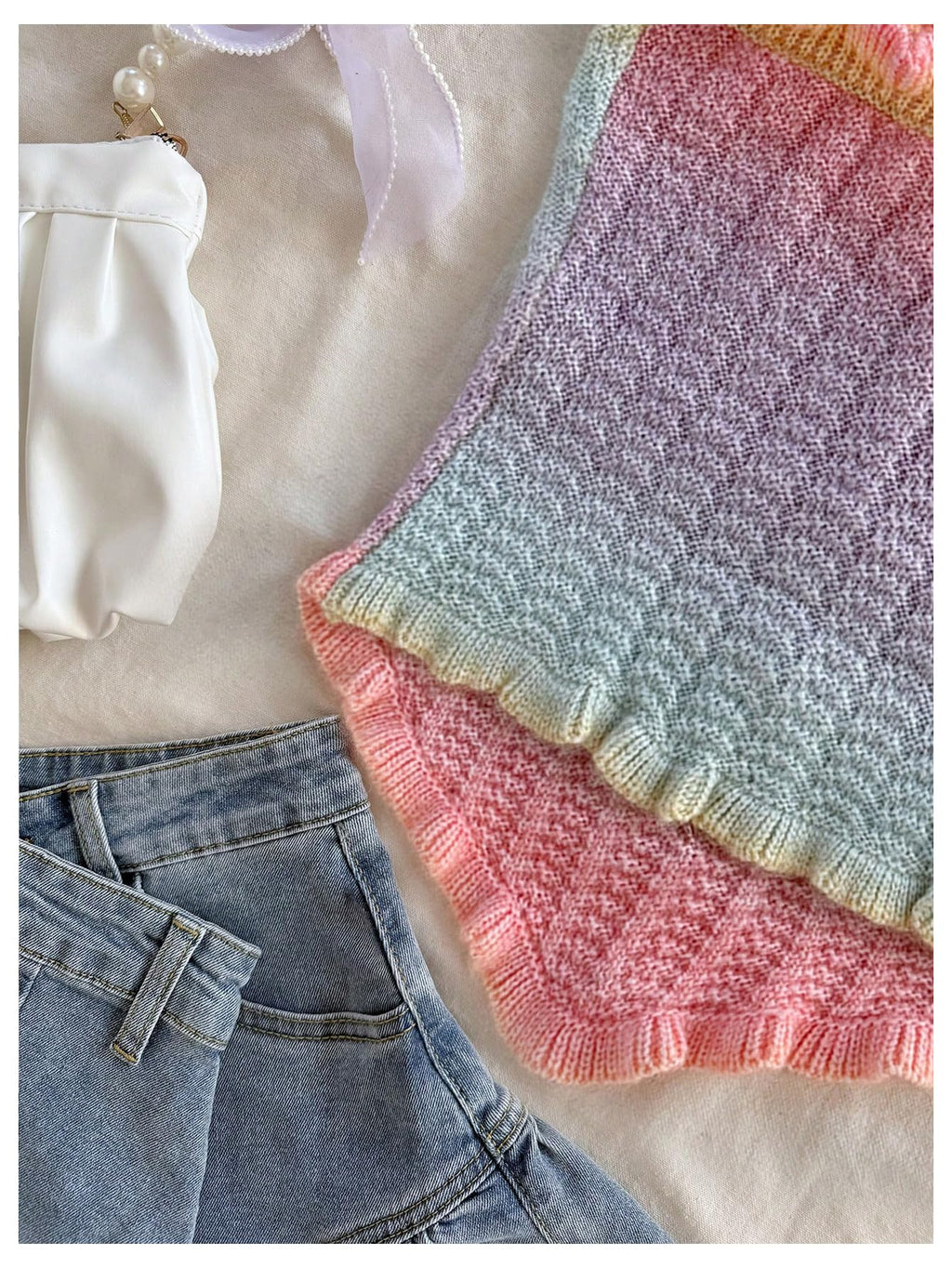 Women's Pearl Strapless Tops Summer Asymmetrical Tube Tops