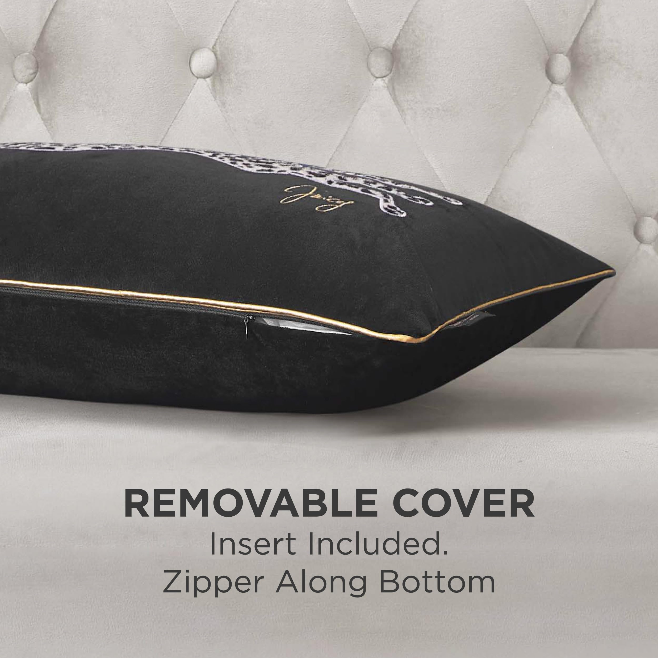 Juicy Couture Rectangle 1-Piece Living Room and Bedroom Décor, Decorative Accent, Premium Reversible Throw Pillow