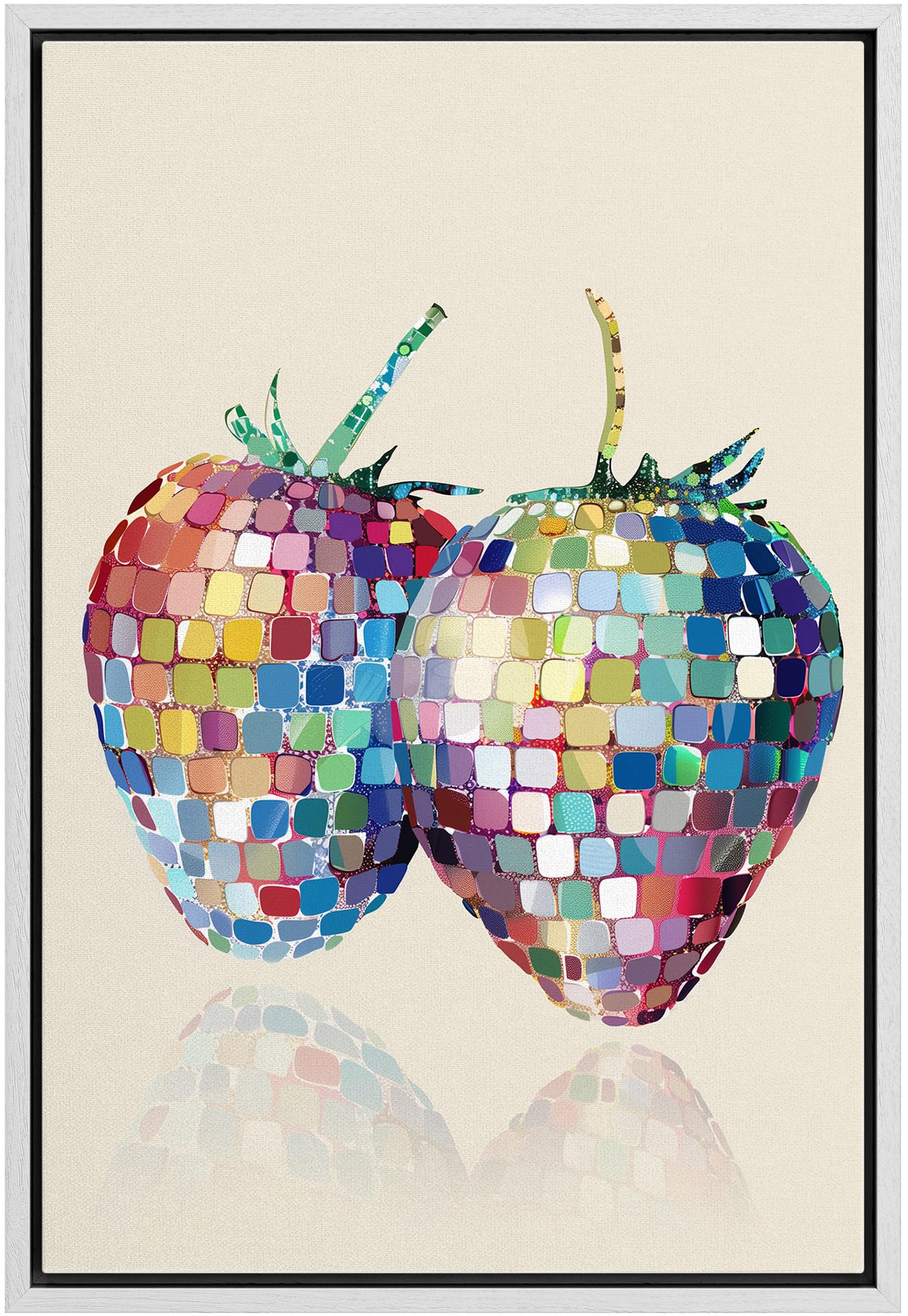 Framed Multicolored Disco Ball Canvas Print â€?Preppy Wall Art for Living Room, Bedroom, or Office