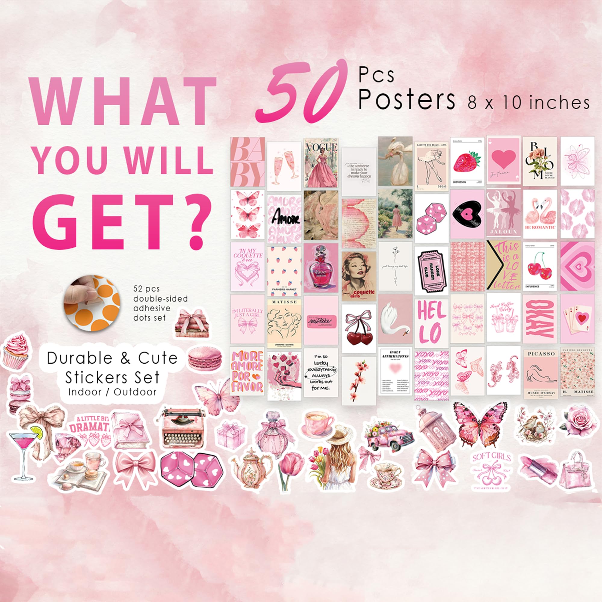 Preppy Aesthetic Wall Collage Kit â€?Cute Posters for Girls' Bedroom Decor