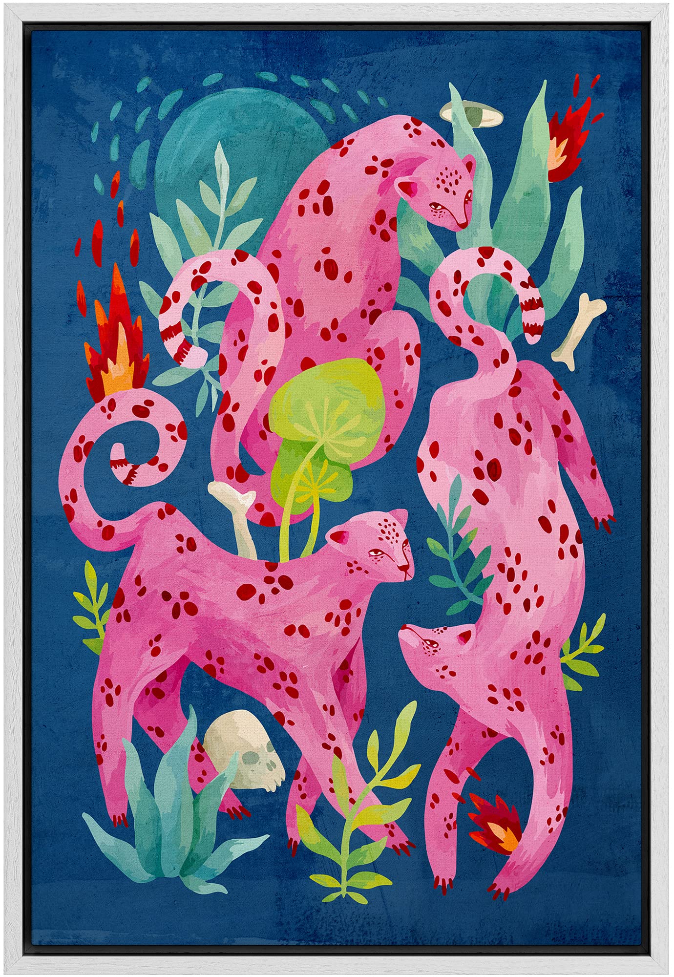 Framed Multicolored Disco Ball Canvas Print â€?Preppy Wall Art for Living Room, Bedroom, or Office