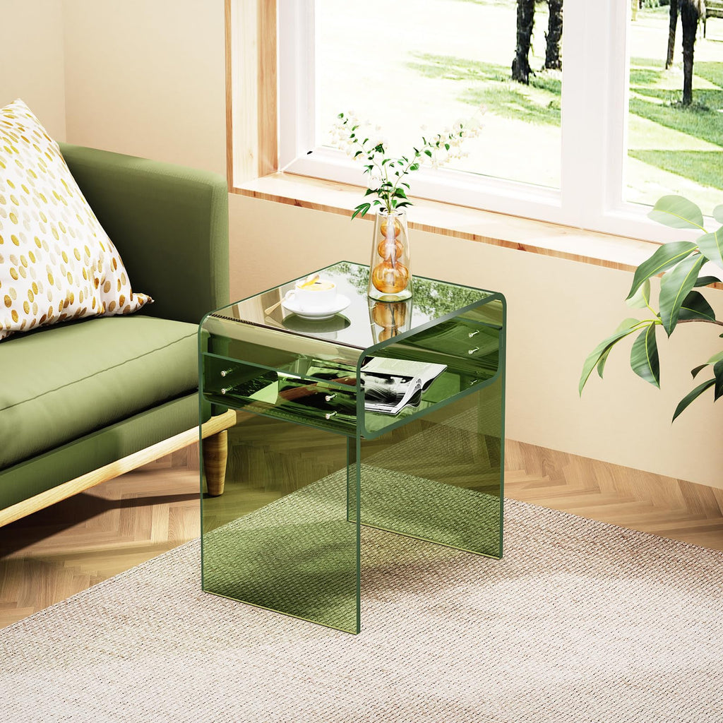 Clear Acrylic End Table 2-Tier Bedside nightstand