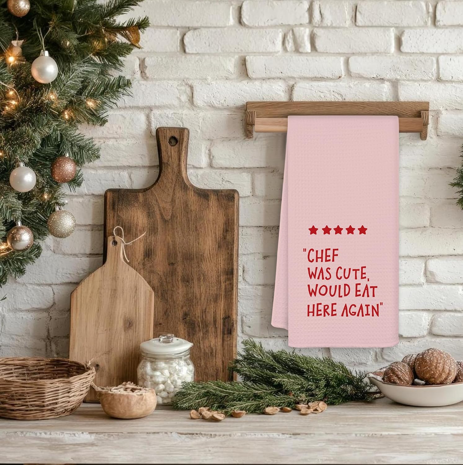 Pink Chef was Cute Would Eat Here Again Kitchen Towels, 16x24 Inch