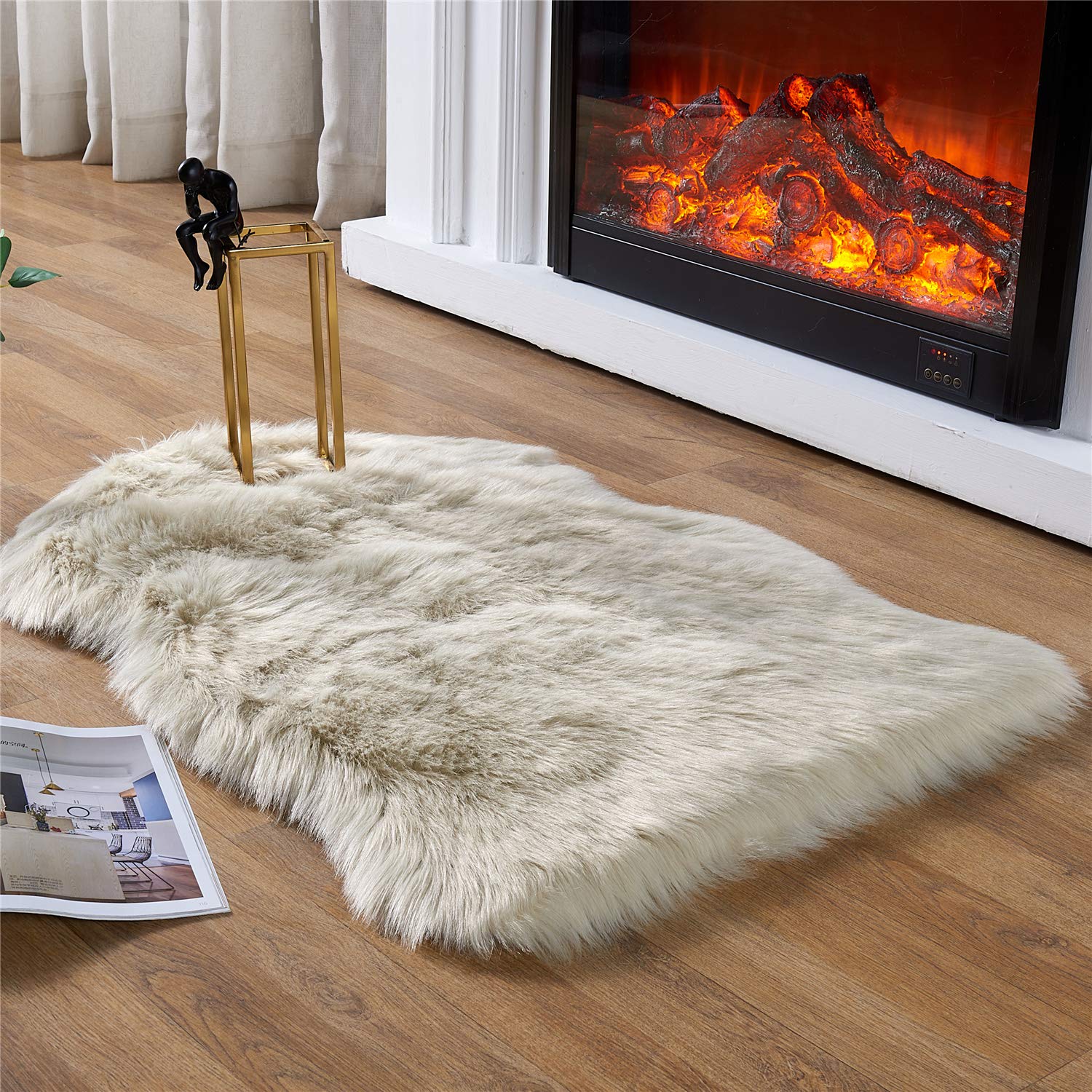 Ultra Soft Faux Fluffy/Fuzzy Shaggy Area Rug - Fur Chair Cover Seat Pad
