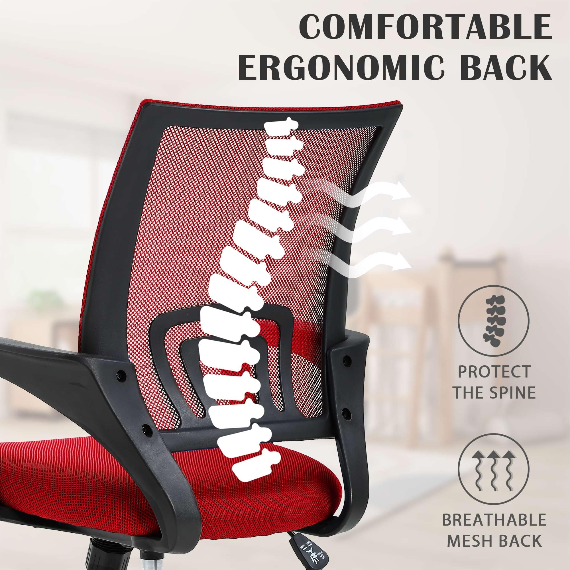 Comfortable Adjustable Mesh Office Chair with Lumbar Support