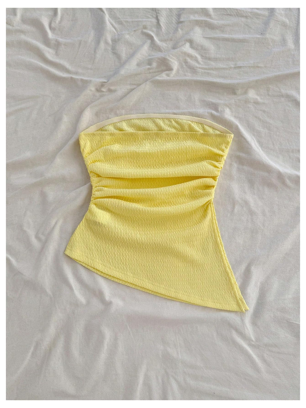 Women's Strapless Asymmetrical Tube Tops Sleeveless Ruched Crop Bandeau Summer Going Out Backless Top Dressy