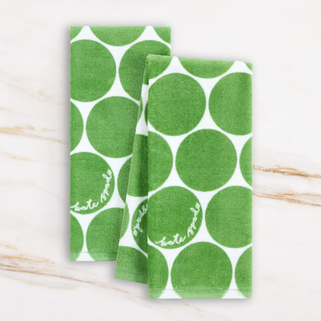 Kate Spade New York Joy Dot Kitchen Towels 2-Pack Set, Absorbent 100% Cotton Velour, 17"x28"