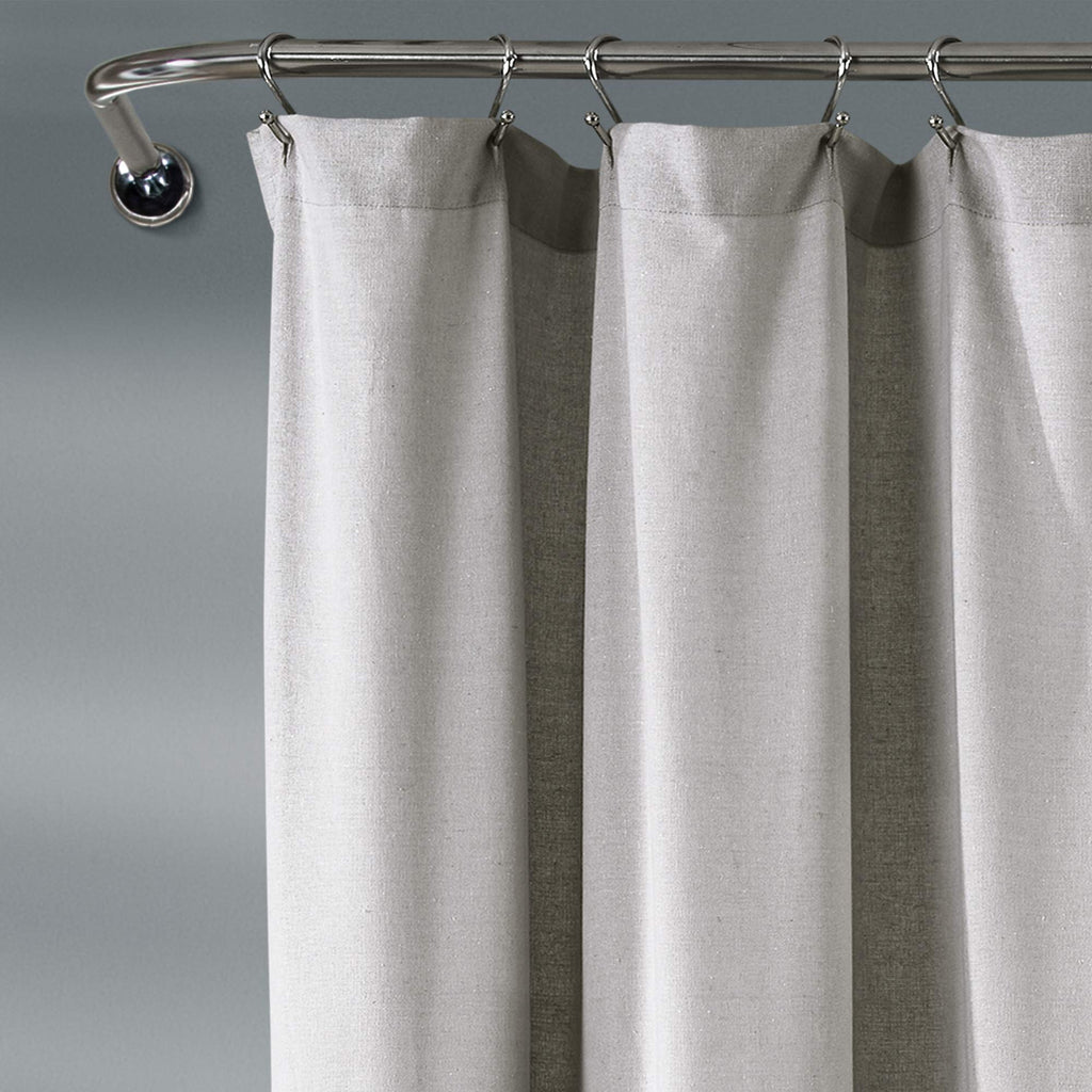 Lush Decor Linen Button Shower Curtain, 72" W x 72" L, Fabric Shower Curtains