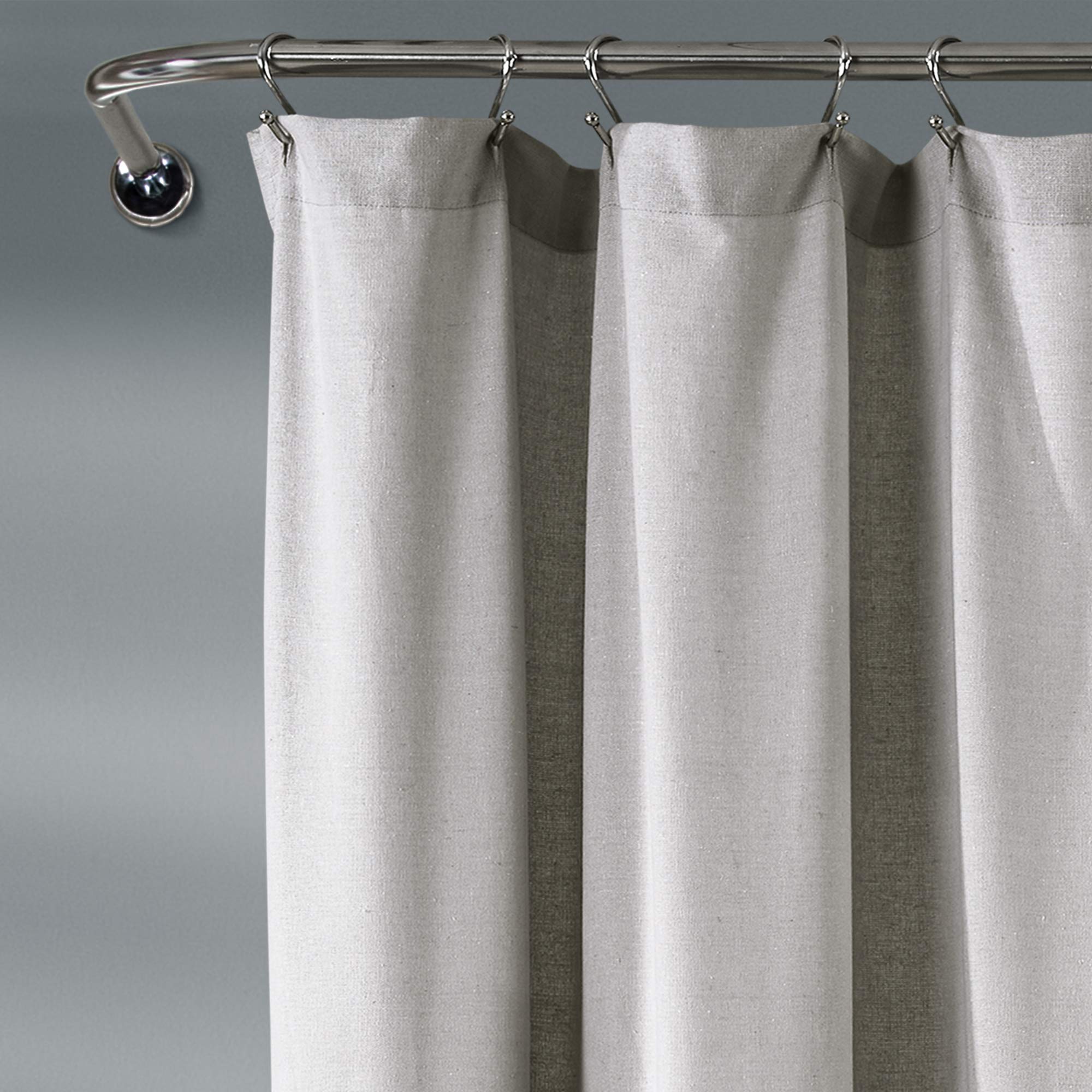 Lush Decor Linen Button Shower Curtain, 72" W x 72" L, Fabric Shower Curtains