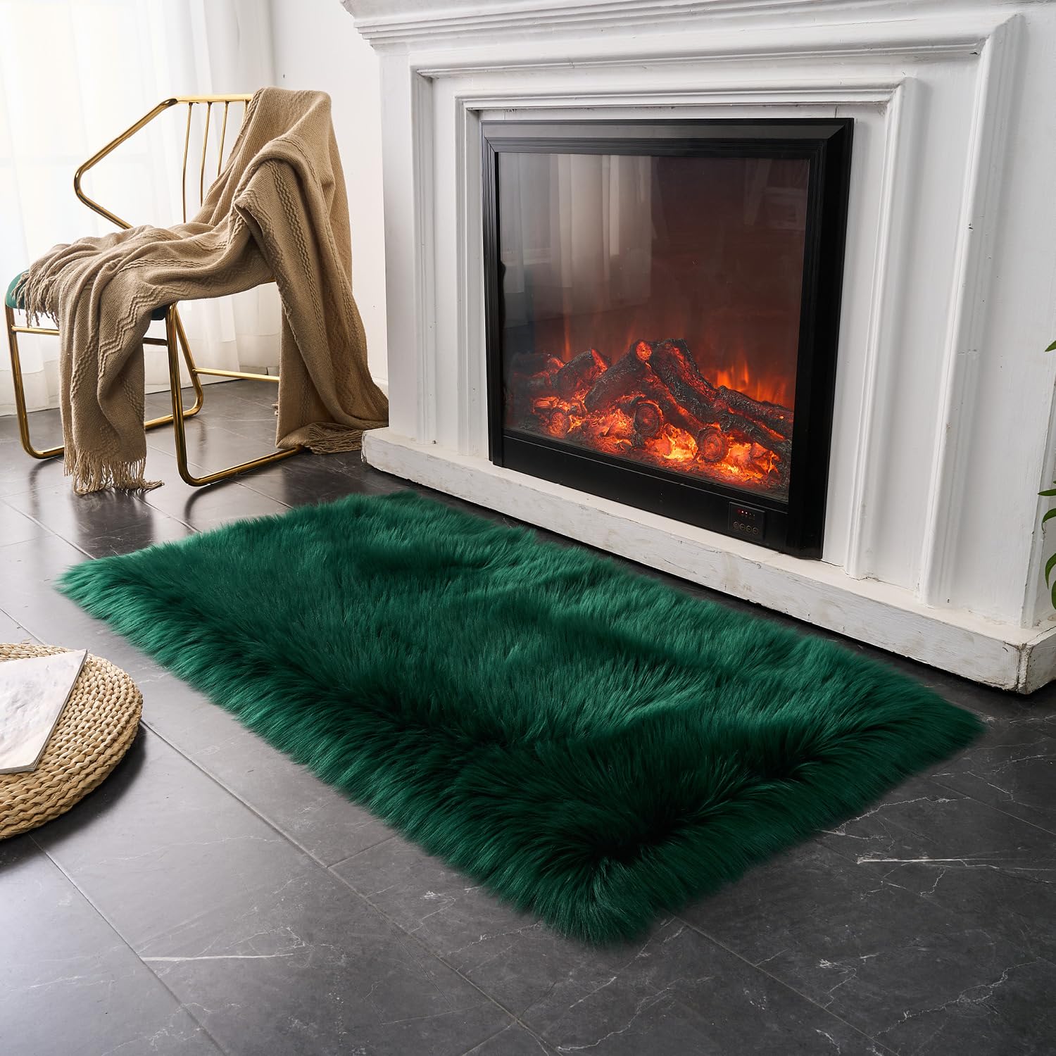 Ultra Soft Faux Fluffy/Fuzzy Shaggy Area Rug - Fur Chair Cover Seat Pad