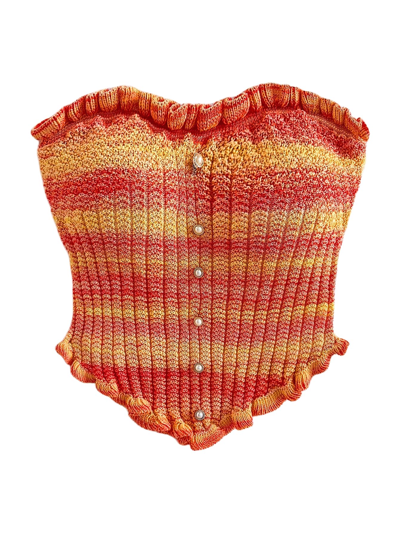 Women's Pearl Strapless Tops Summer Asymmetrical Tube Tops