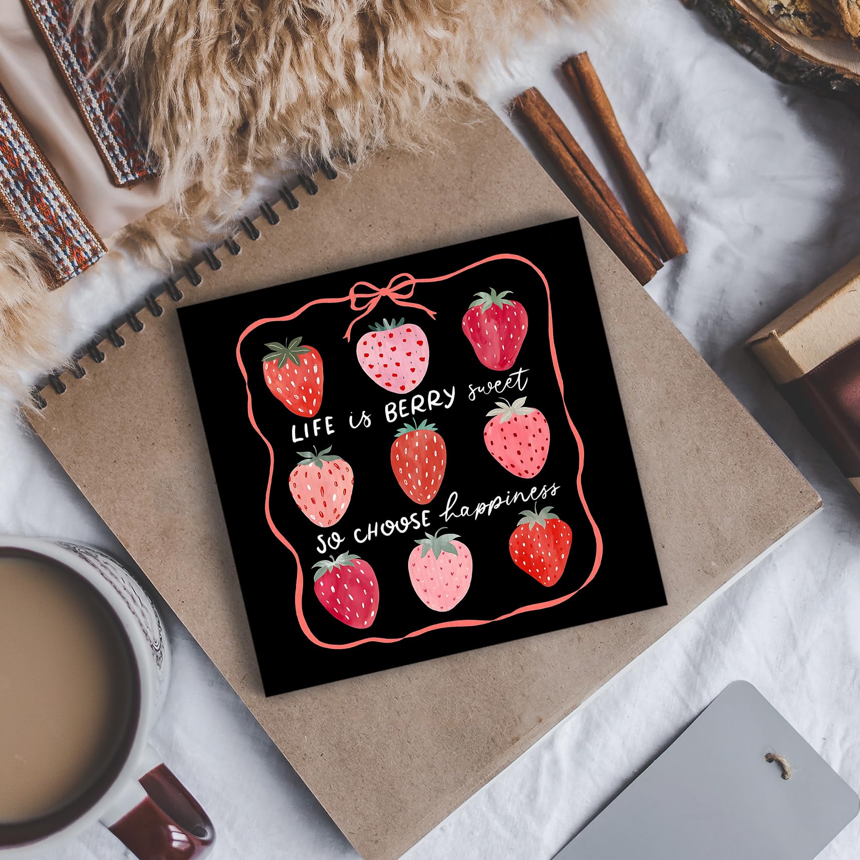 Coquette Summer Stawberry Wood Box Sign