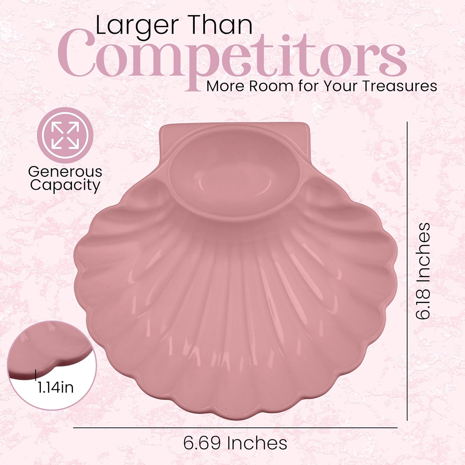 Cute Shell Jewelry Holder for Pink Coquette Room Decor - Seashell Jewelry Dish Trinket Tray for Women, Pink Ceramic Trinket Dish, Seashell Ring Holder