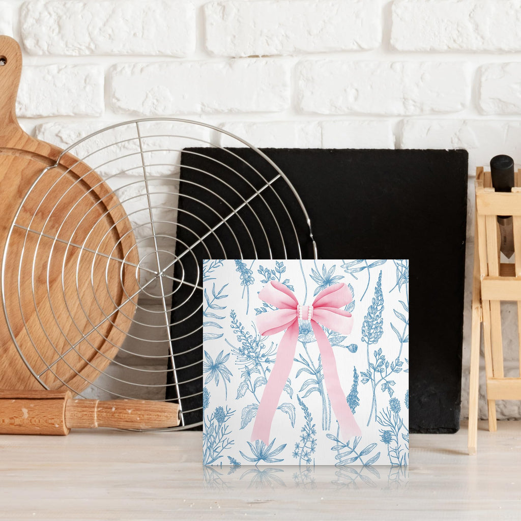 Preppy Pink Bows Desk Decor Decorations, 5x5 Inches