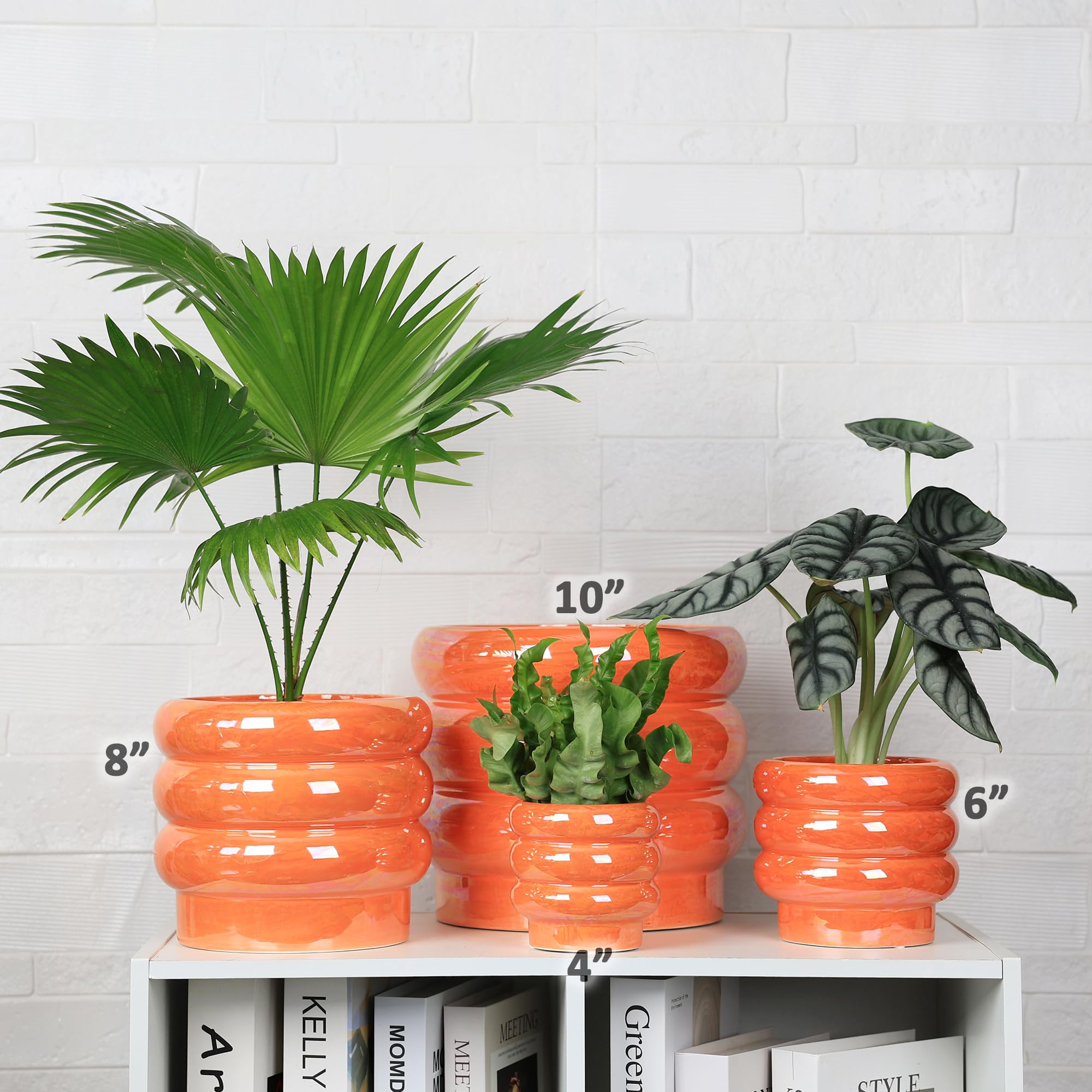 Ceramic Plant Pots for Indoor Plants, Rainbow Pearl Glaze Planter with Planters for Plants with Drainage Hole