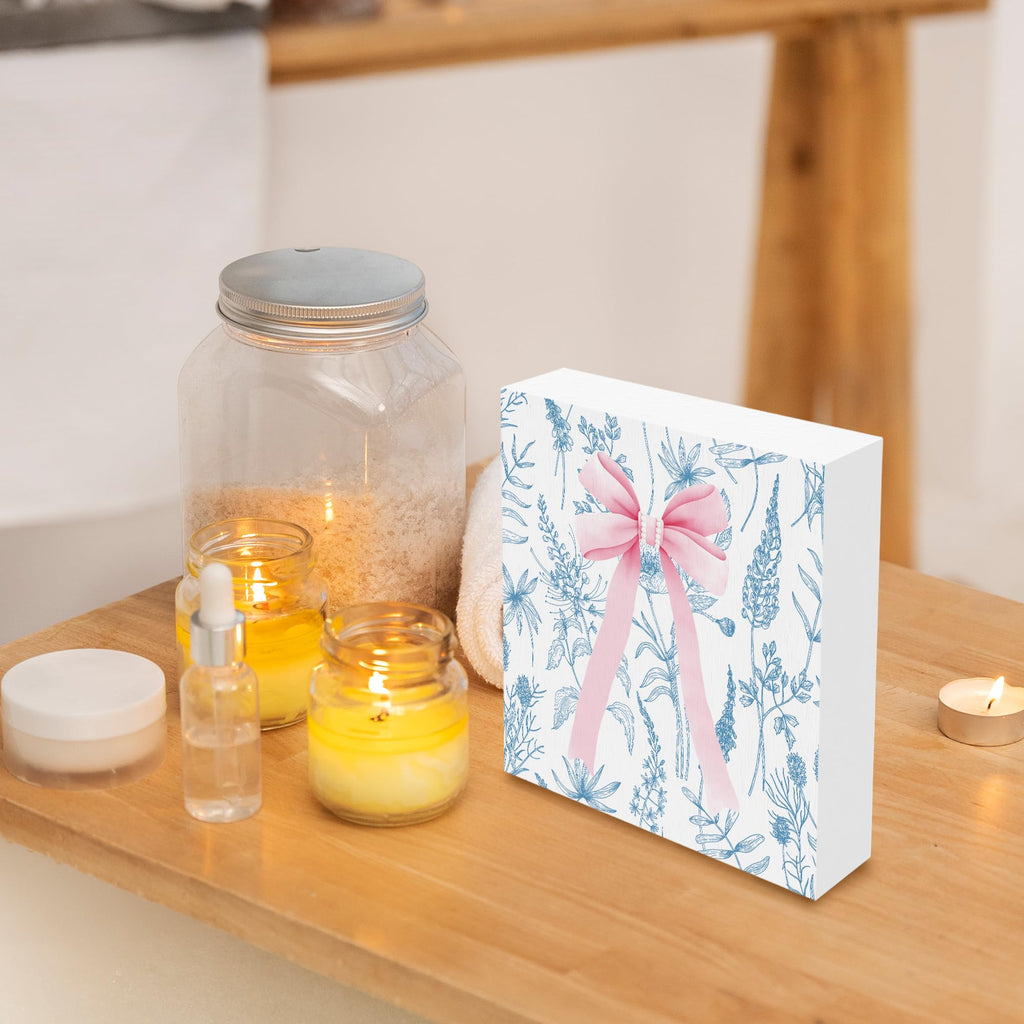 Preppy Pink Bows Desk Decor Decorations, 5x5 Inches