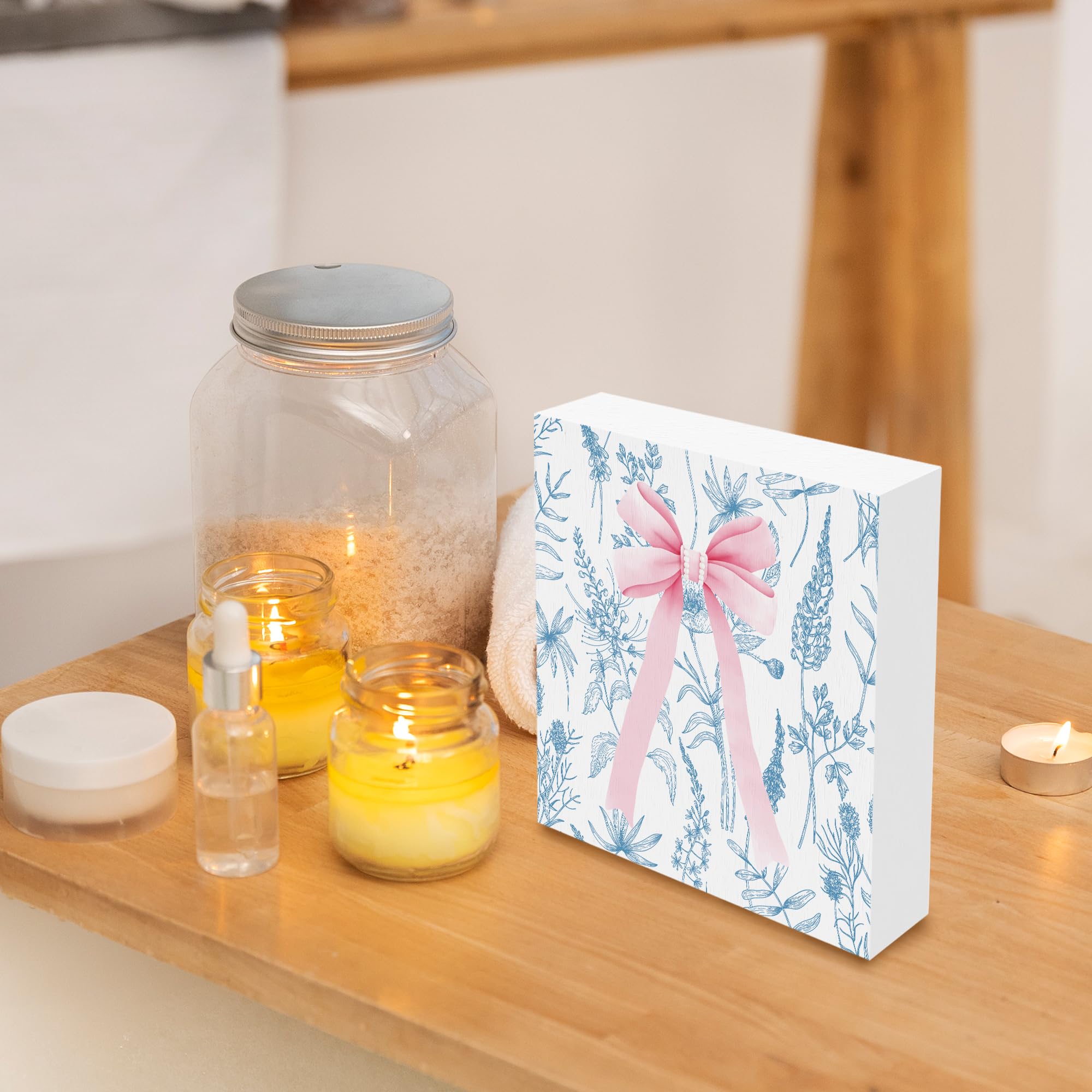 Preppy Pink Bows Desk Decor Decorations, 5x5 Inches