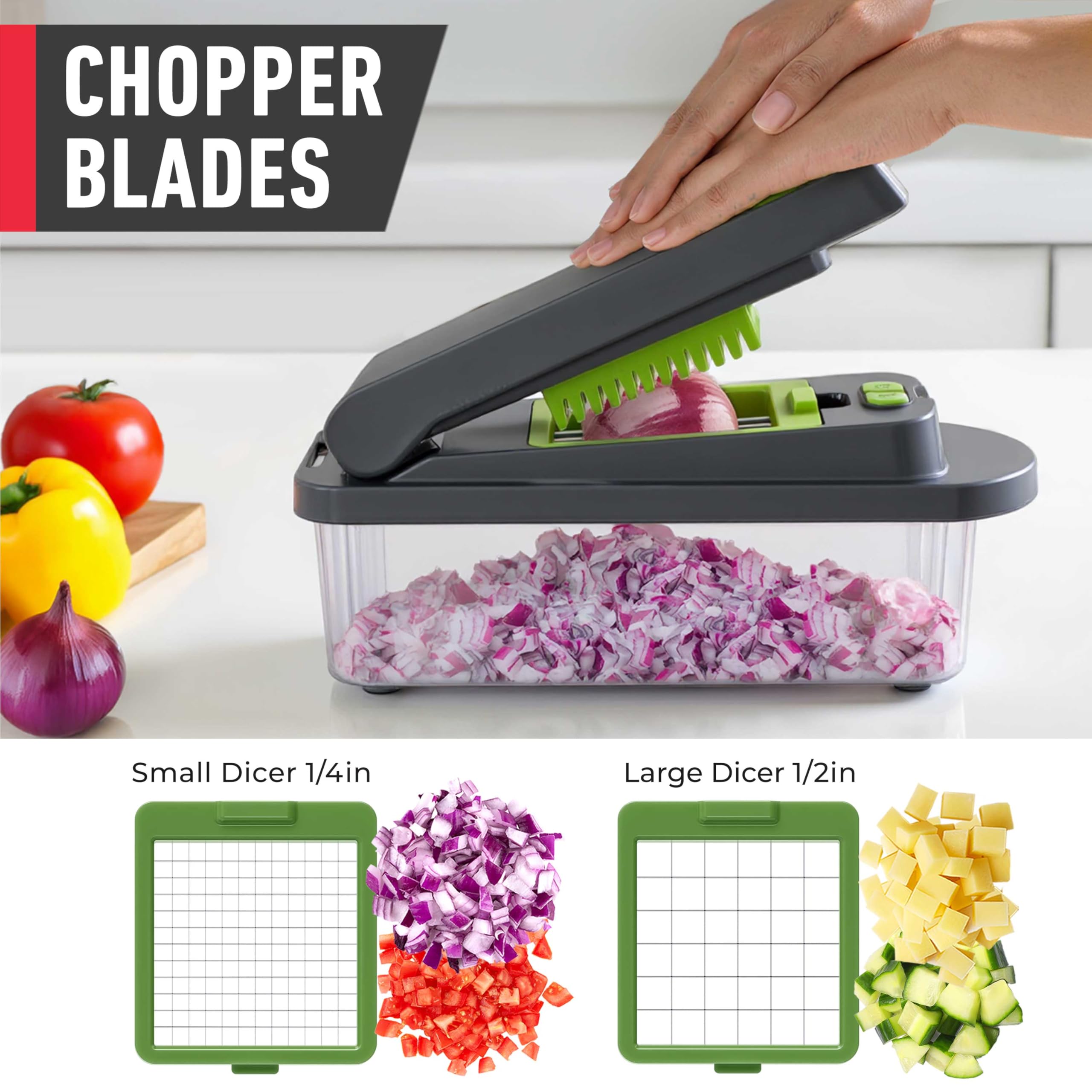 Mueller Pro-Series All-in-One, Mandoline Slicer for Kitchen, Food Chopper, Cucumber Slicer and Spiralizer, Cutter, Dicer, Grater, Kitchen Essentials