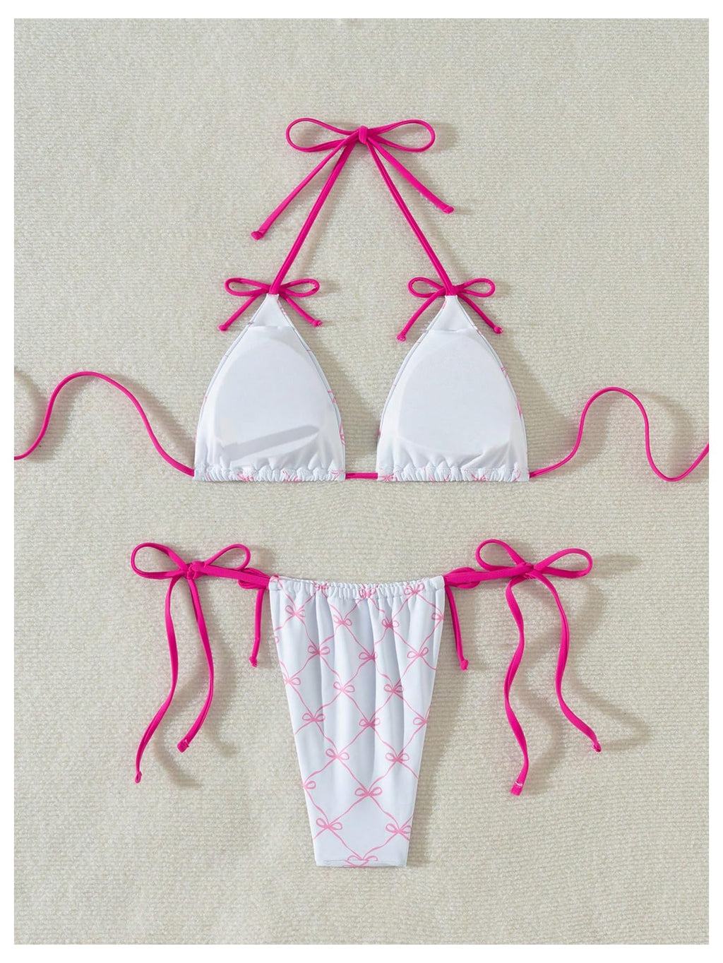 Women's Bow Bikini Set Halter Backless String Thong Swimsuit Bathing Suit