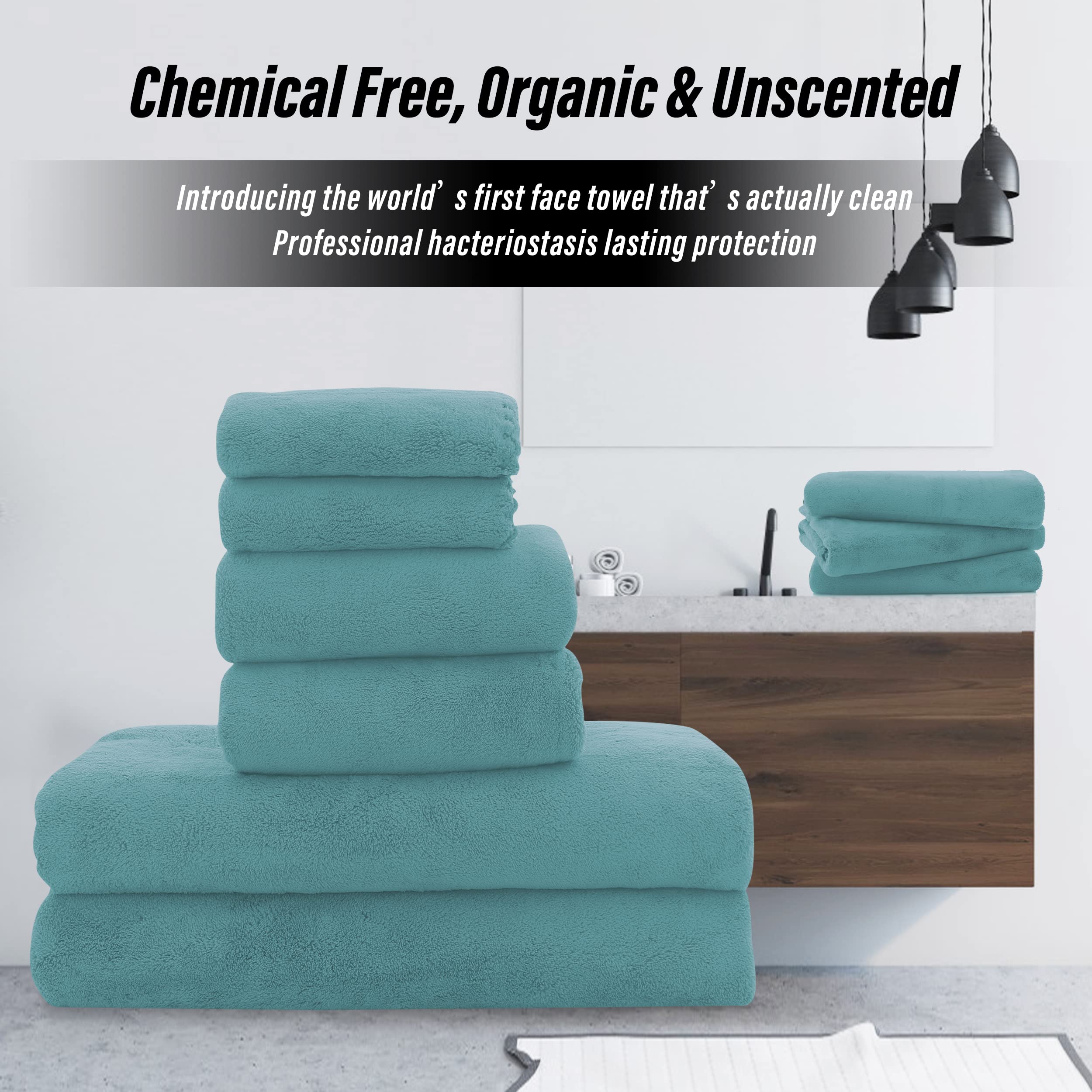 Ultra Soft Towel Set - Quick Drying - 2 Bath Towels 2 Hand Towels 2 Washcloths - Microfiber Coral Velvet Highly Absorbent Towel (6 Pcs)