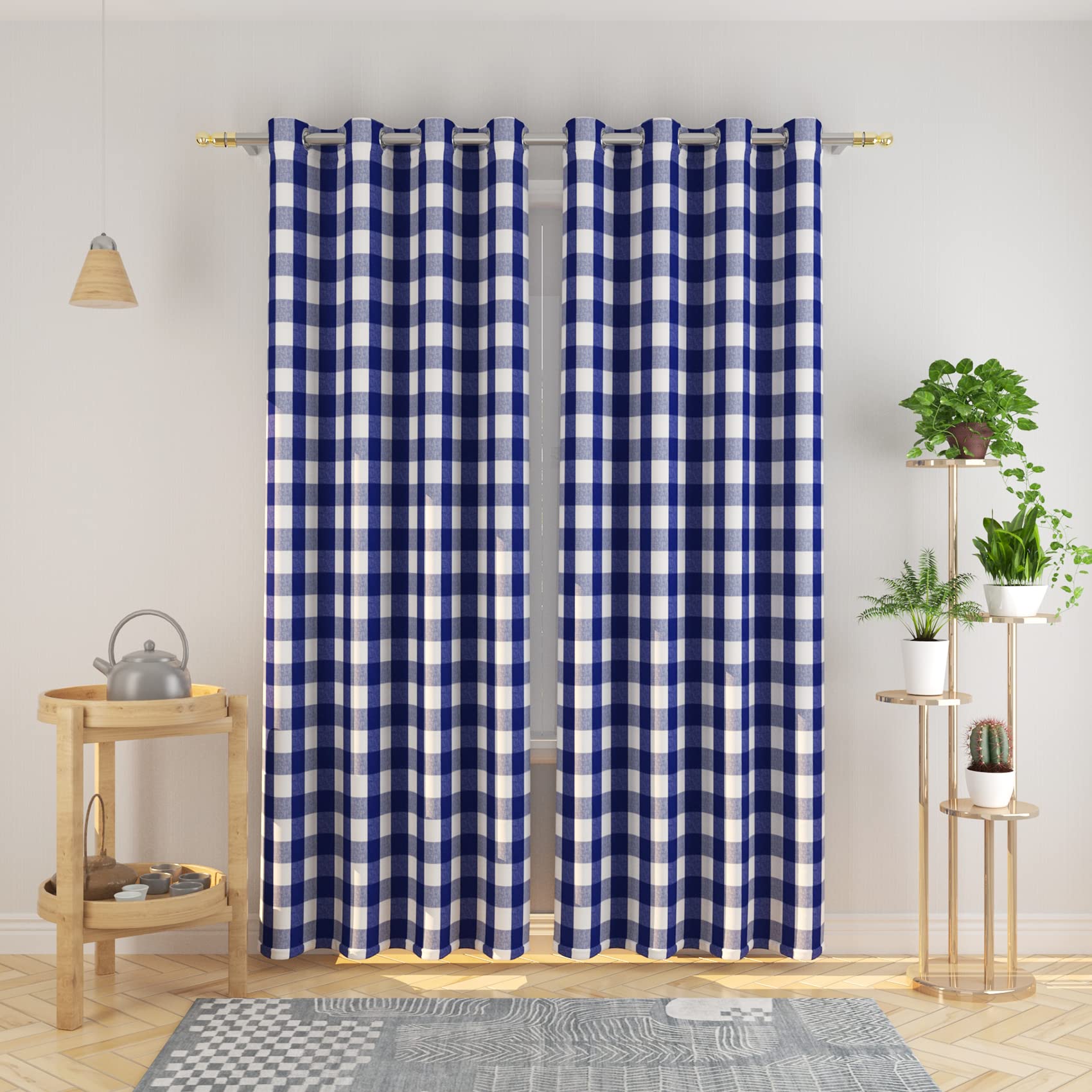 Tier Curtains Check Gingham Plaid Window Curtain Panels Bathroom Grommet Top Window Treatment 2 Panels