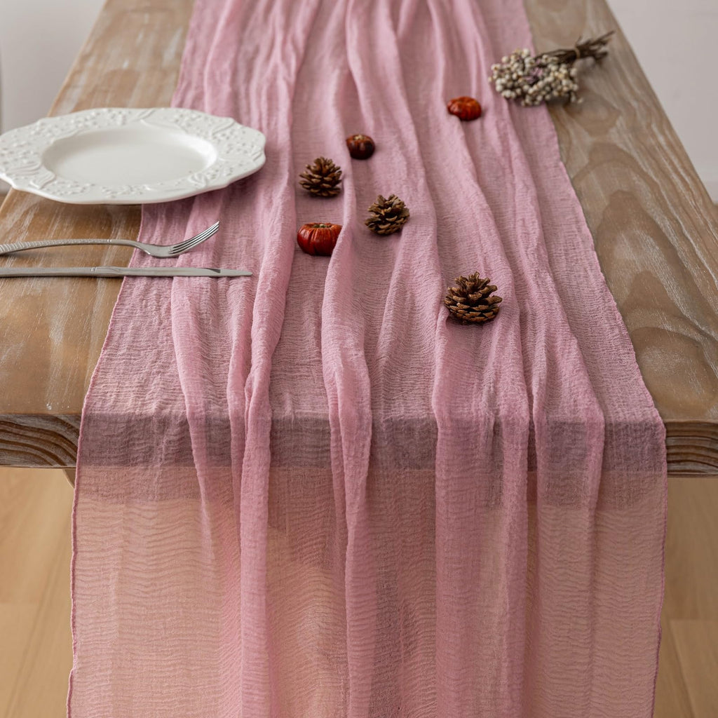 Table Runner Cheese Cloth Rustic Gauze Cheesecloth Table Runner 120 Inch 10 FT Sheer Boho Home Decorations