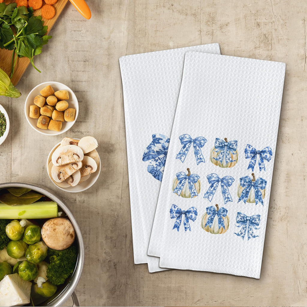 Lace Bow Dish Towels,Tea Towel, Bathroom Decor 16 X 24 Set of 2