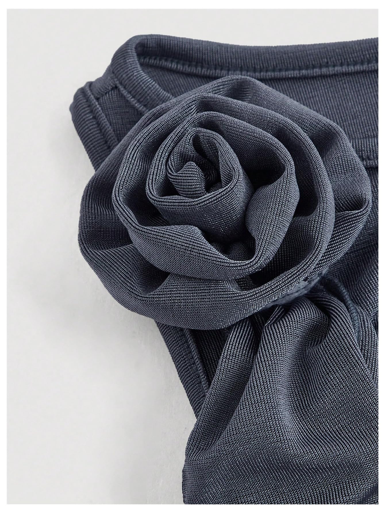 Women's 3D Floral Ruched Ruffle Dress Layered Sleeveless Bodycon Tank Dress with Straps