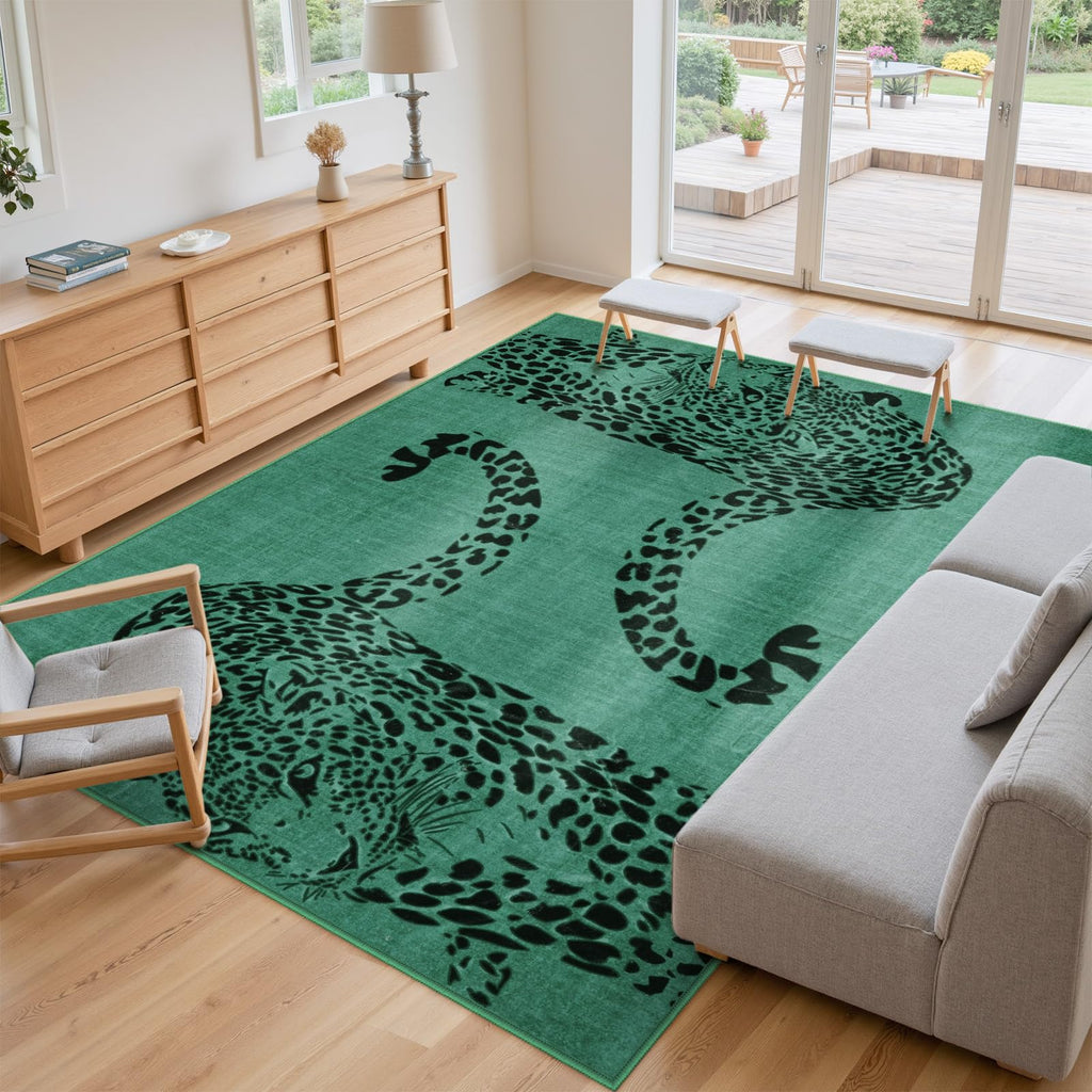 Leopard Print Area Rug â€?Soft, Washable, Non-Slip, Stain-Resistant Rug