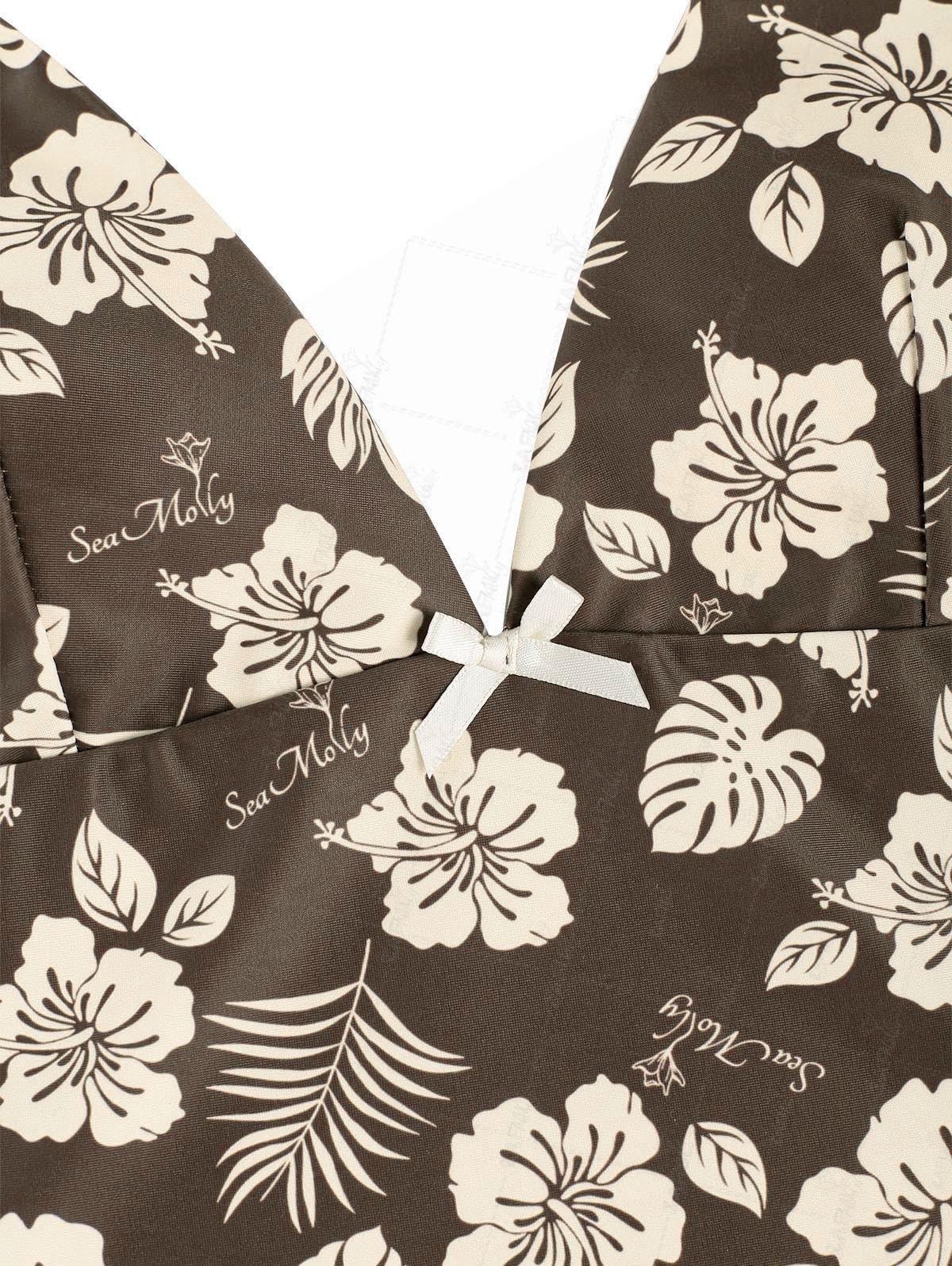 Floral Halter Tied Cheeky Tankini Set