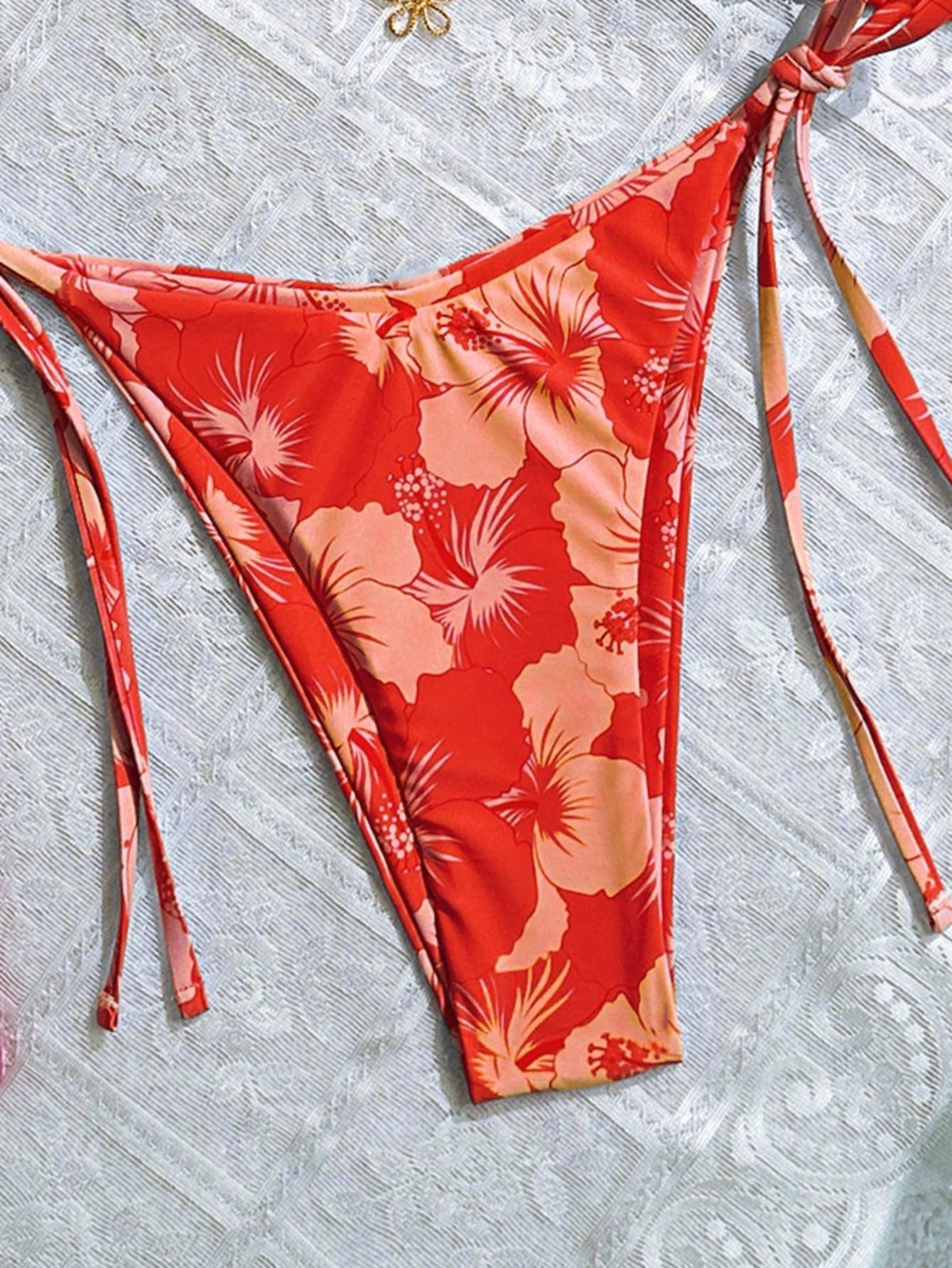 Women's Floral Print Knot Bathing Suit High Waist Summer Swimsuit Bikini Set