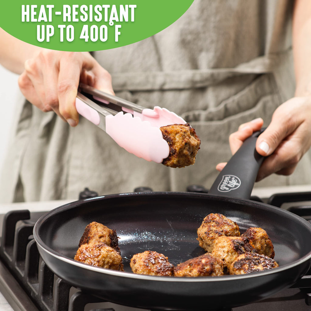 Cooking Tools and Utensils, 7 Piece Nylon Set including Spatulas Turner Spoons and Tongs, Dishwasher Safe