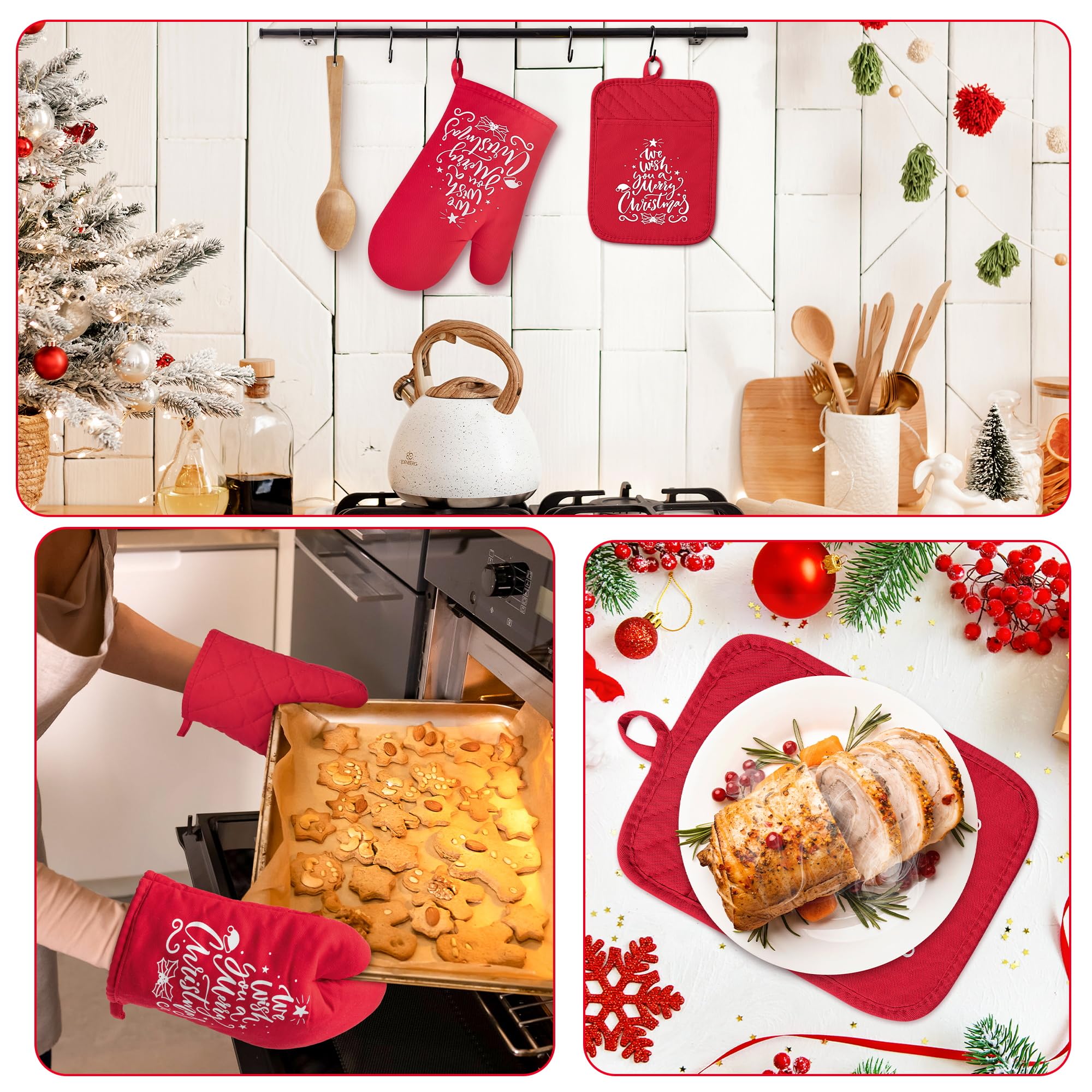 The Heart of The Home Heat Resistant Hot Pad Machine Washable Gloves with Hanging Loop Pocket