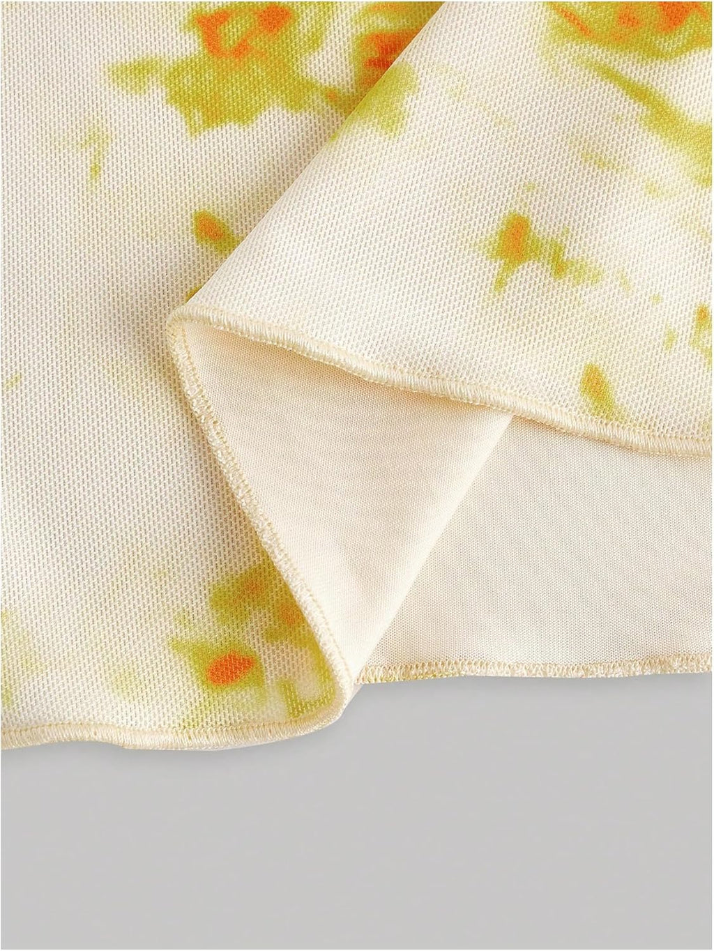 Verdusa Women's Floral Print Mesh Bell Sleeve Tie-Front Top with Lettuce Trim