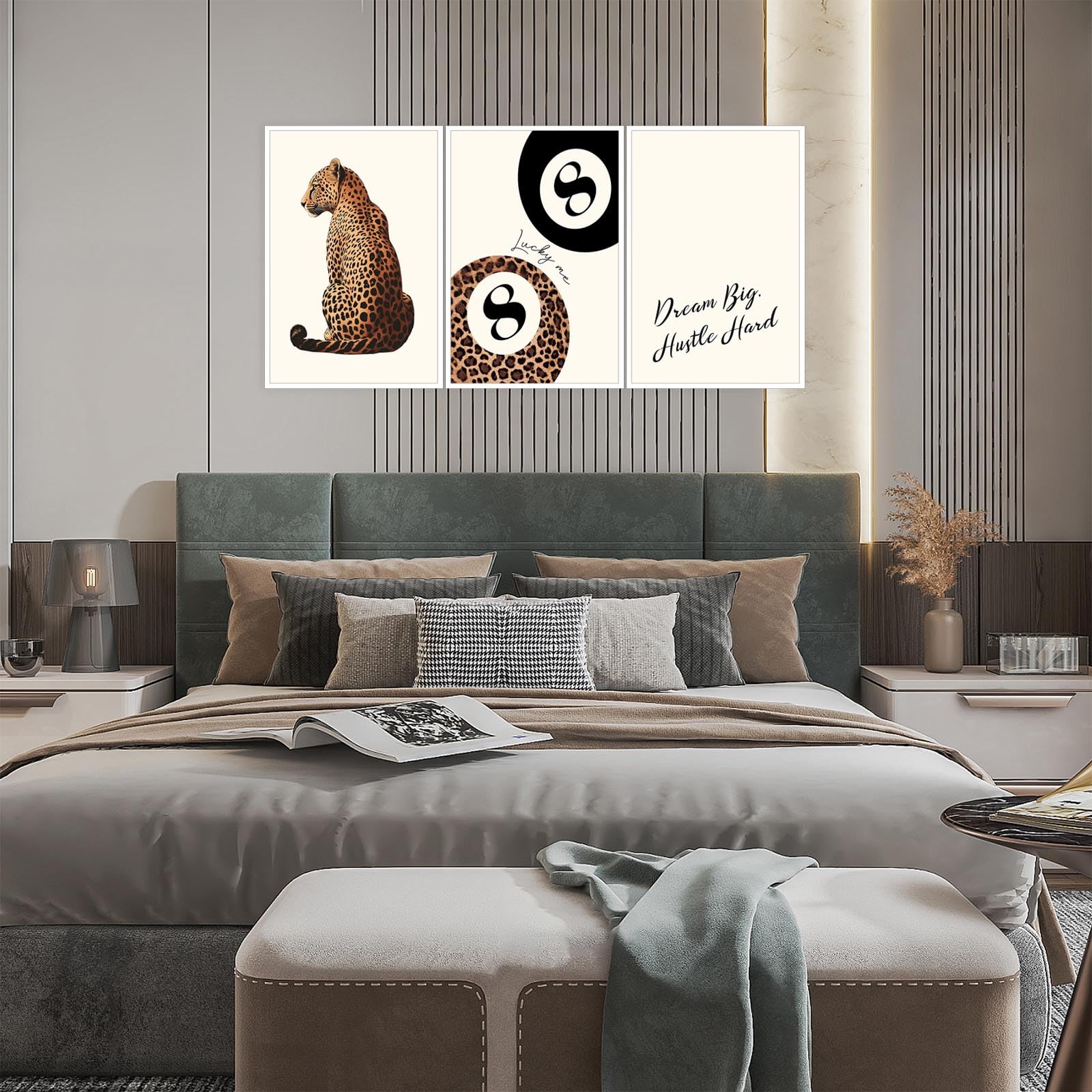 Pink Set of 3 Leopard Wall Art Prints Trendy Girly Cheetah Print Poster for Home Decor 16X24 in Unframed