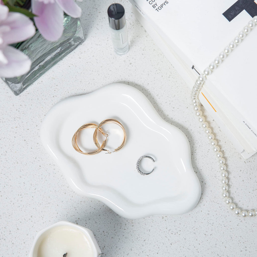 Cloud Trinket Dish, Chubby Jewelry Tray, Ceramic Jewelry Ring Trinket Dish for Rings Earrings Necklace Organizer