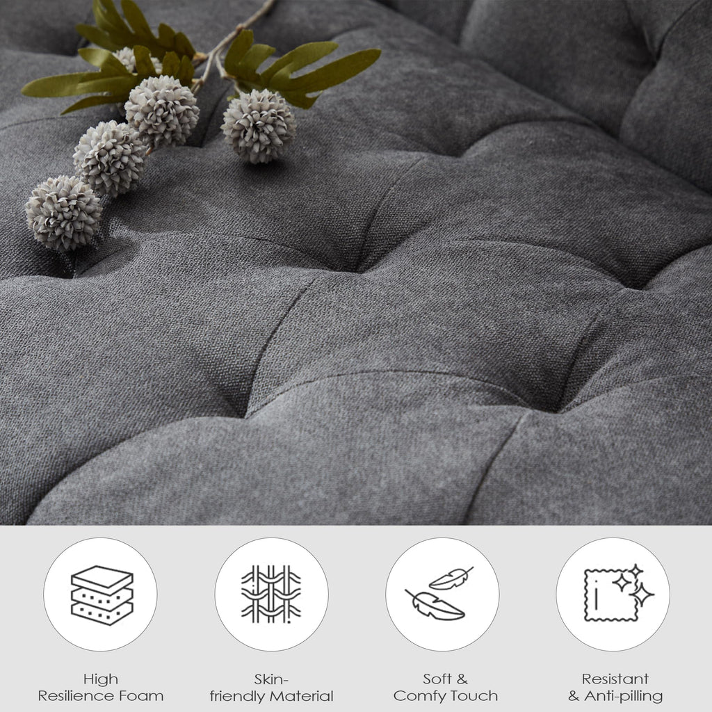 Velvet Loveseat Sofa w/ 2 USB Charger Ports and 2 Cupholders, Mid-Century Modern Tufted