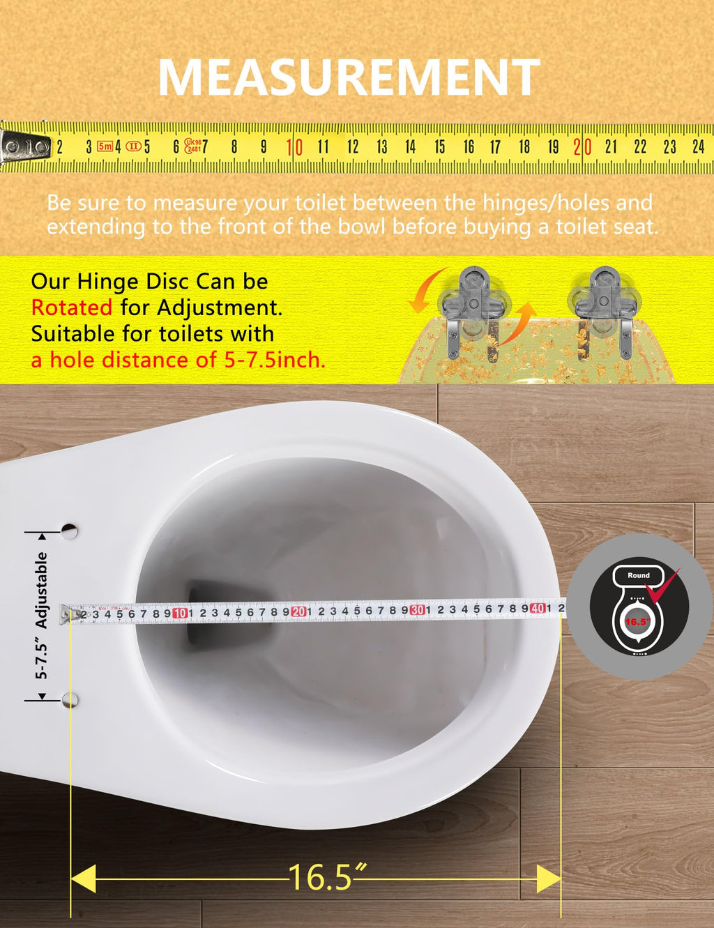 Round Resin Toilet Seat Glitter Soft Close Quick Release Metal Zinc Alloy Hinge Easy to Install also Easy to Clean, Decorative Acrylic Seats (17 Inch)