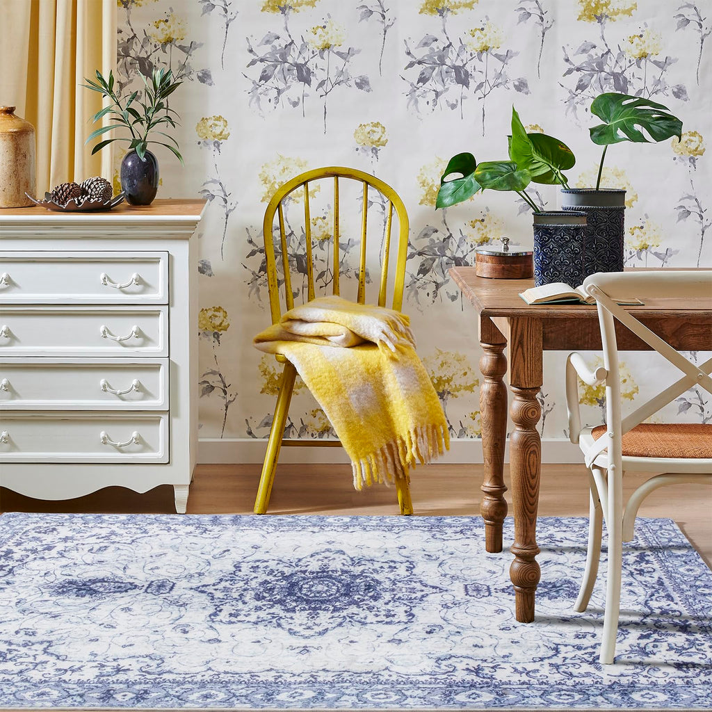 Vintage Floral Honeycomb Non Slip Area Rug