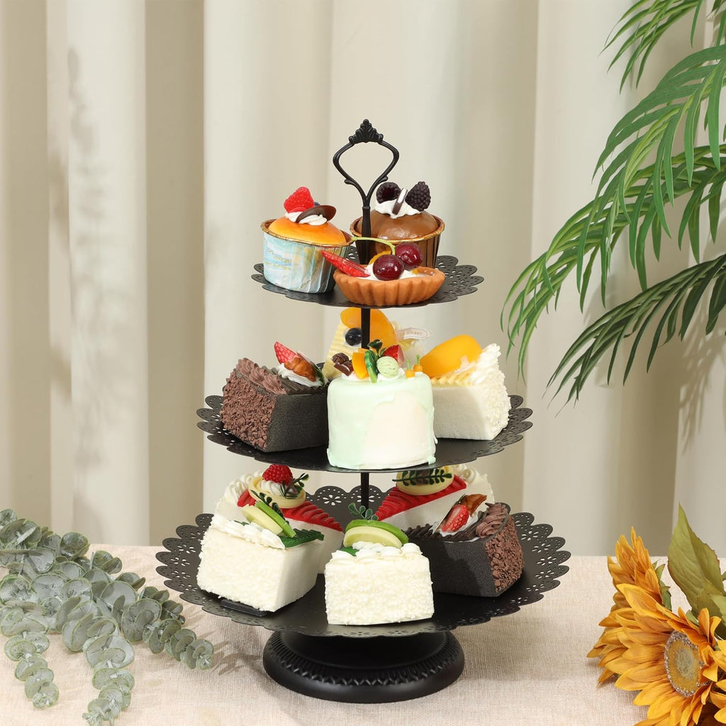 Fancy 5Pcs Cake Stands Set Metal Round Cupcake Holder Cookies Dessert Display Plate Serving Tower Tray Platter with Handle