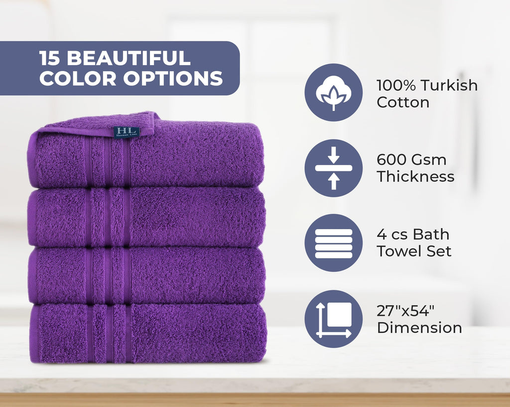 Linen Bath Towels Set for Bathroom Original Turkish Cotton Soft, Absorbent and Premium 2 Bath Towels, 2 Hand Towels, 2 Washcloths