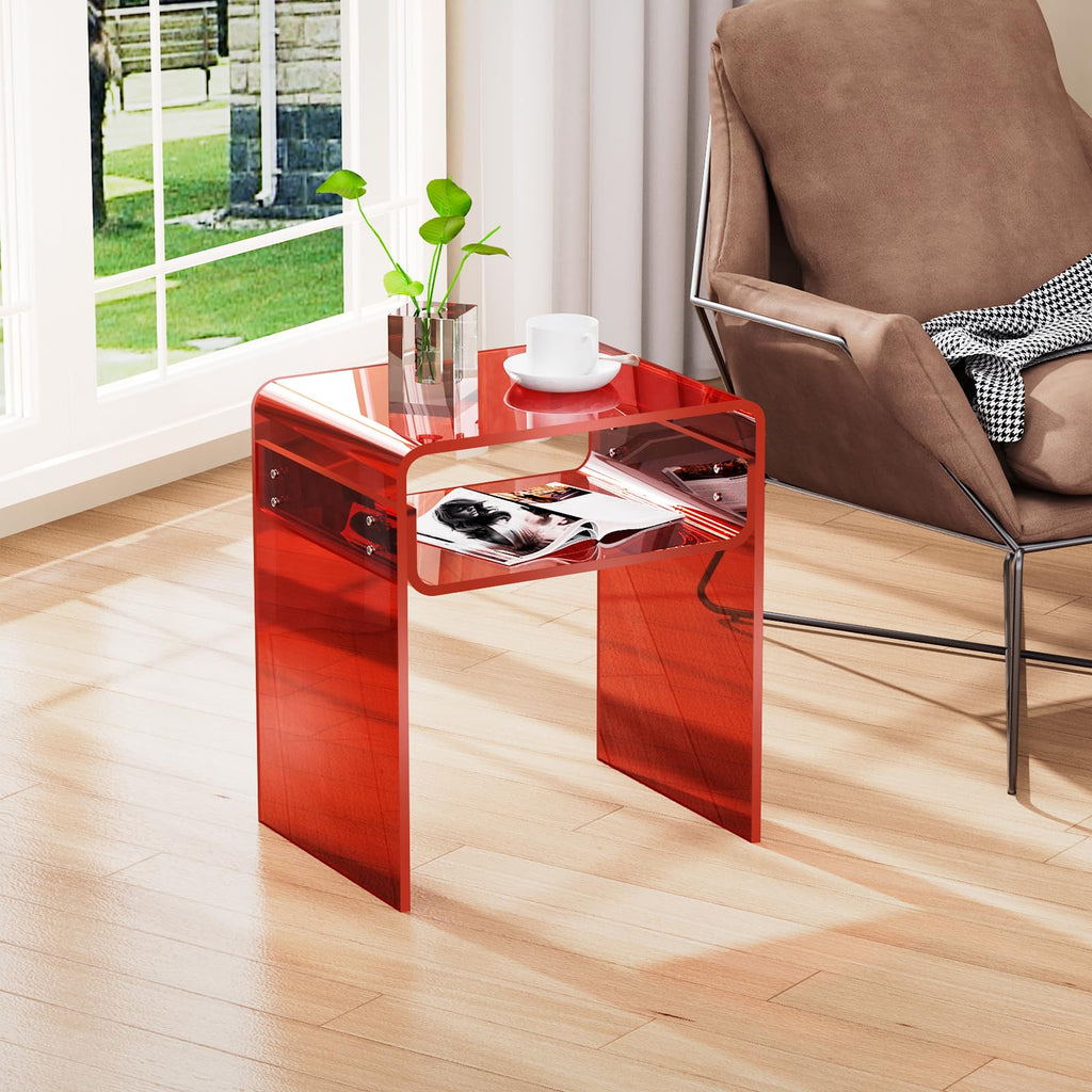 Clear Acrylic End Table 2-Tier Bedside nightstand