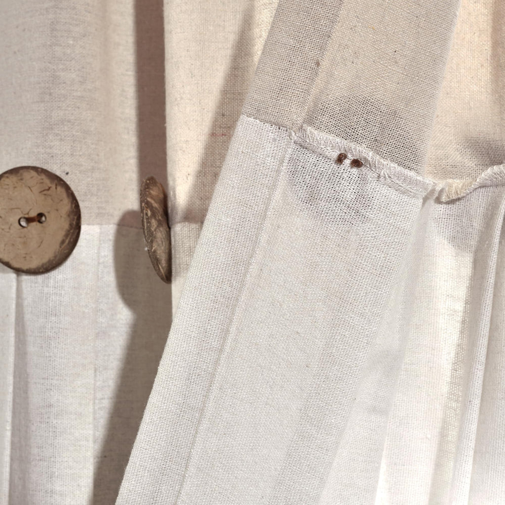 Lush Decor Linen Button Shower Curtain, 72" W x 72" L, Fabric Shower Curtains