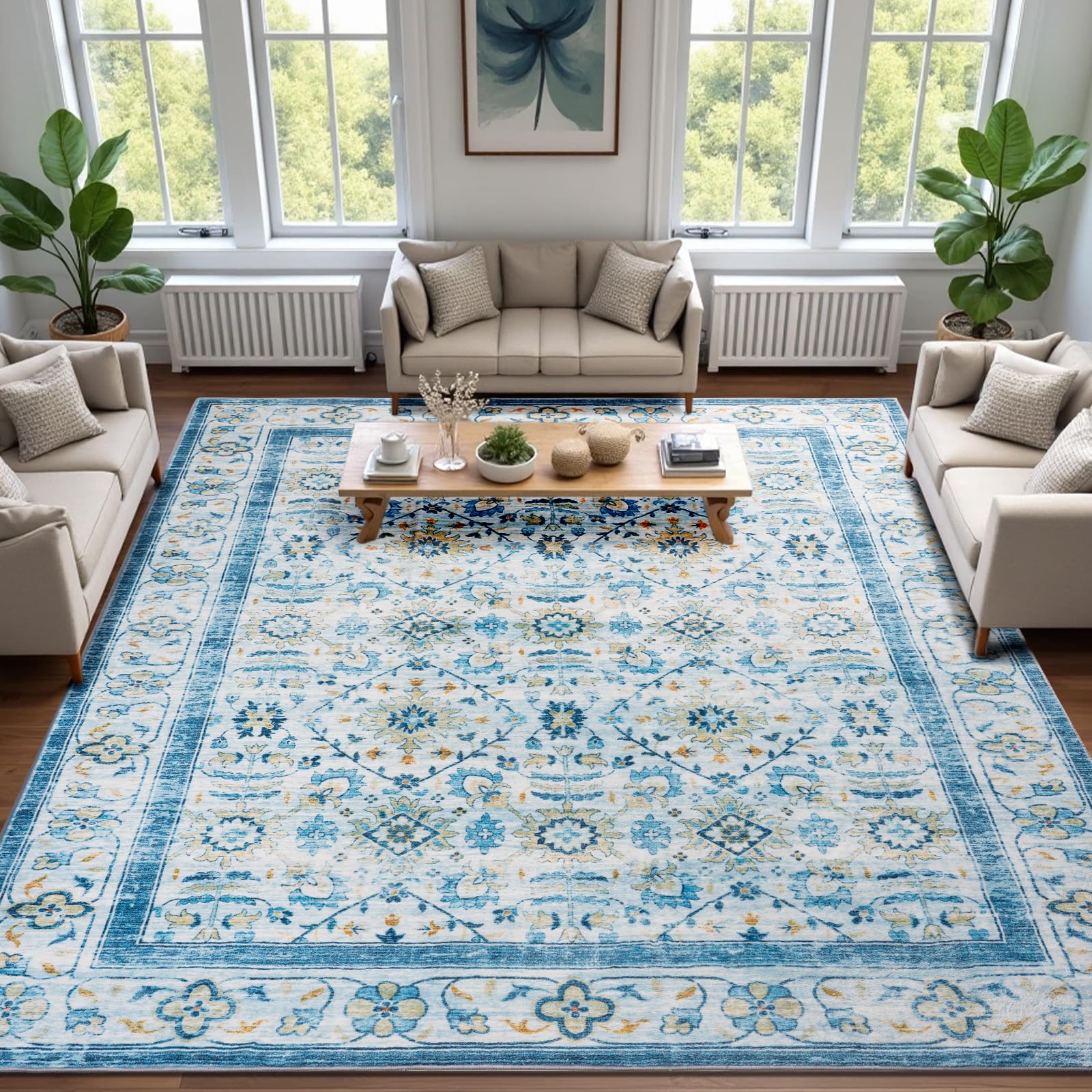 Washable Area Rugs Door Mat Entryway Vintage Floral Non-Slip Low Pile Entrance Thin Rug Carpet for Kitchen Bathroom Living Room Pink